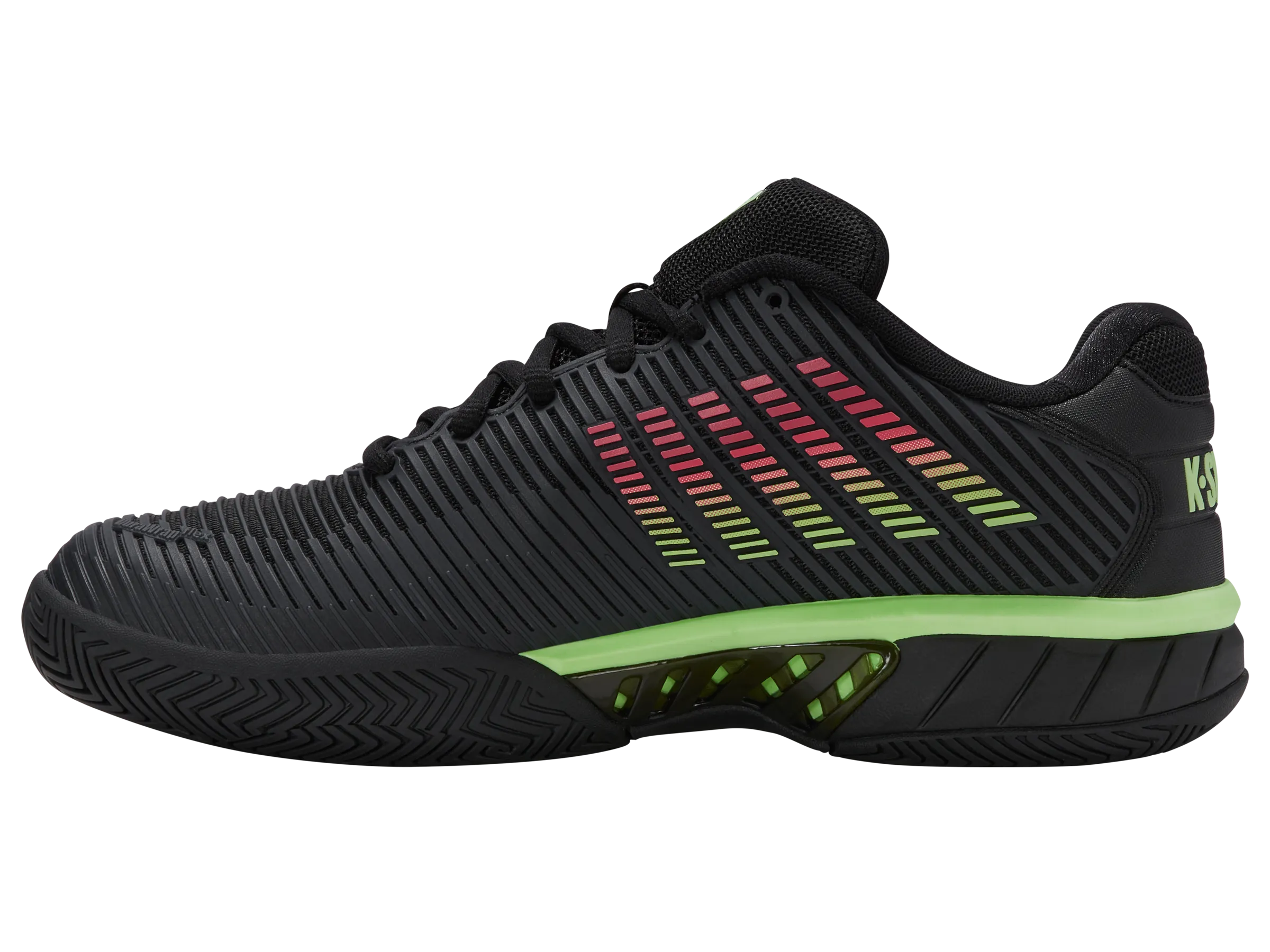 06613-011-M | HYPERCOURT EXPRESS 2 | BLACK/SOFT NEON GREEN/NEON LAVA Palm Base Island Step