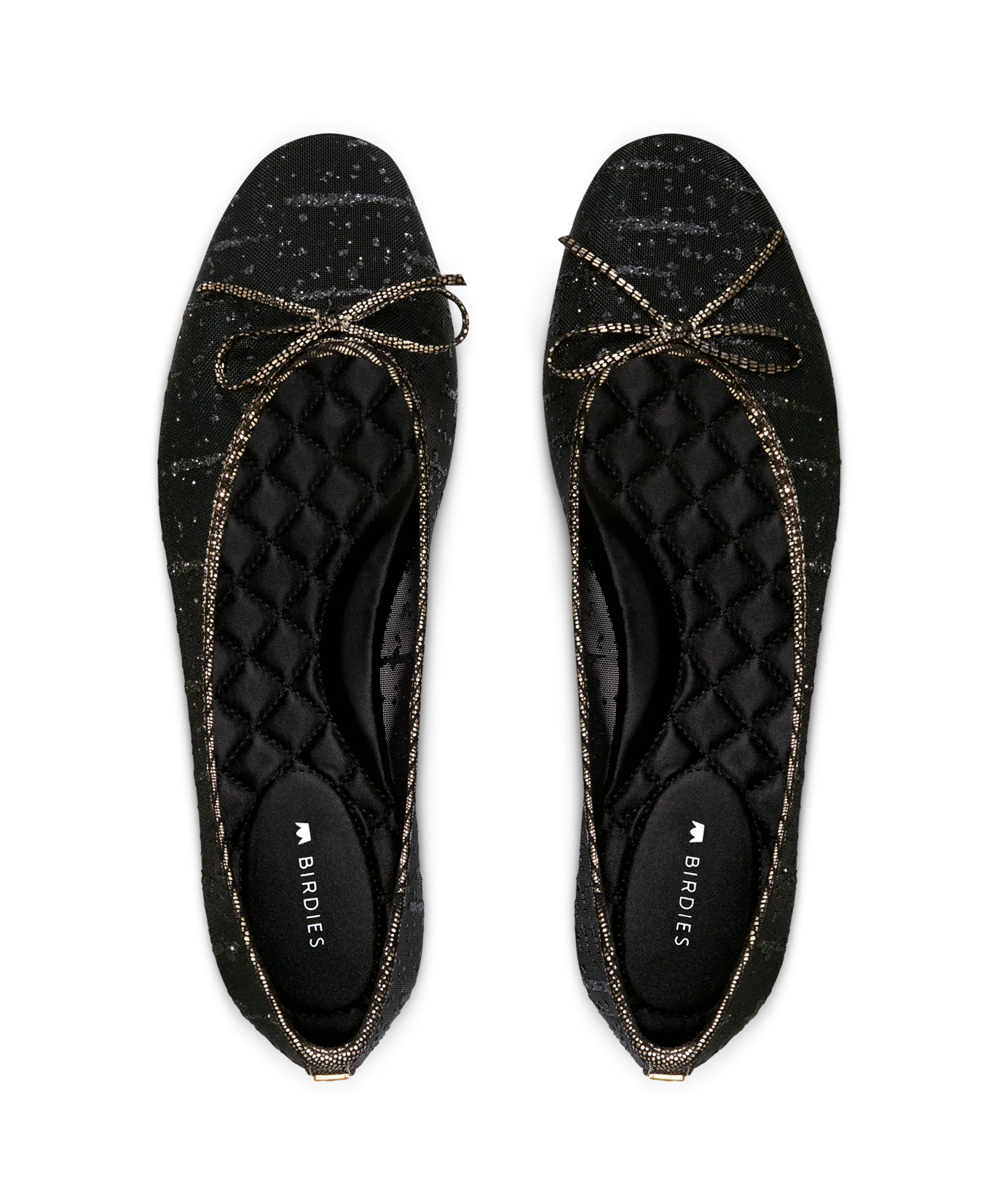 The Songbird - Black Mesh Sparkle Fashionable Flats Shoes Cozy Feel