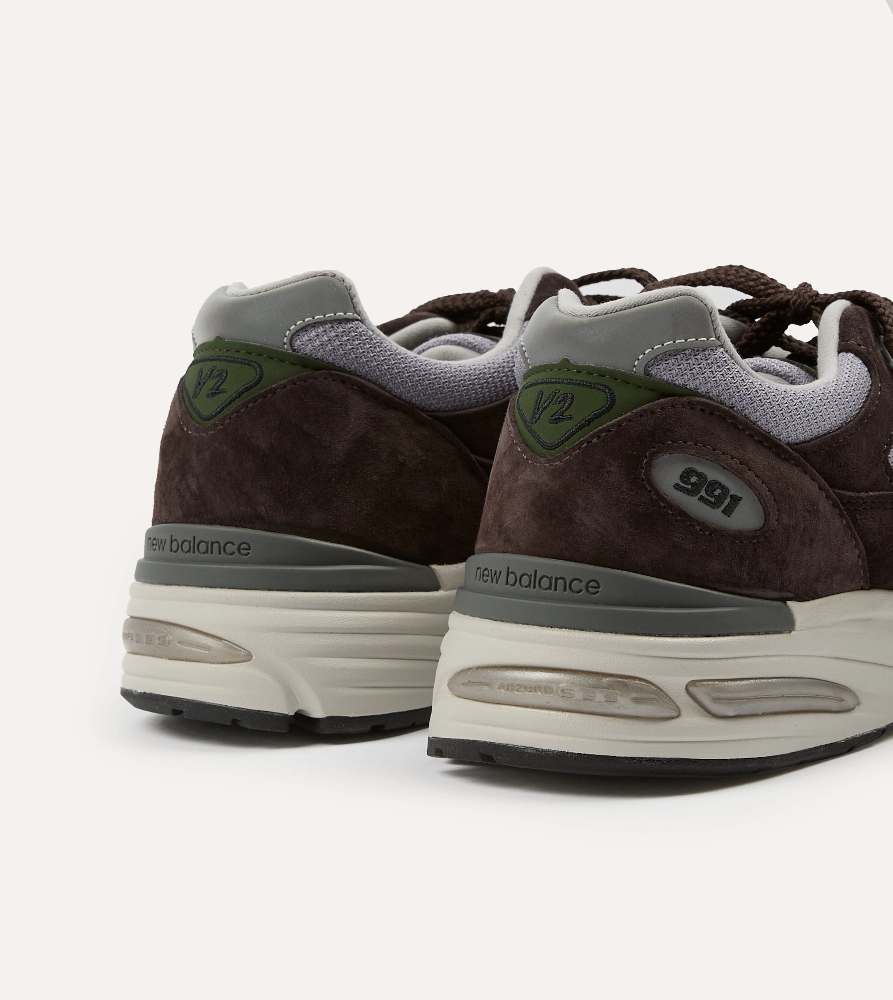 Stretchable New Balance Brown 'Essentially Offbeat' Made in UK 991v2 Trainers
