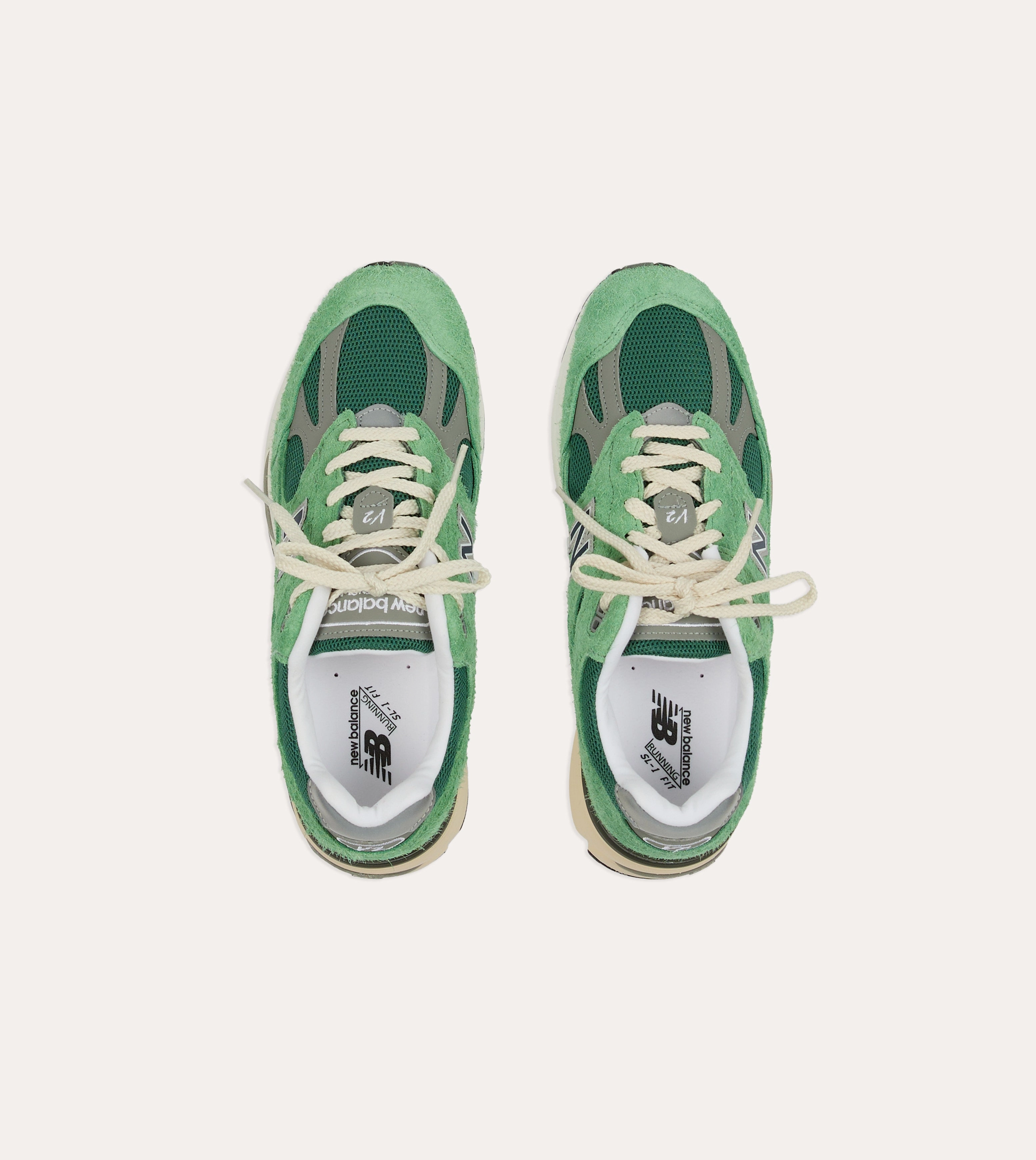 Quick Drying Work Commute New Balance Green 'Grounded Pastels' Made in UK 991v2 Trainers