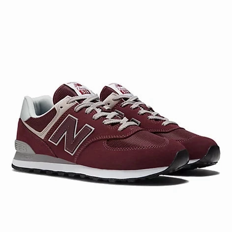 New Balance Men's 574 Core - Burgundy Block Walk Non Binding Collar Padding