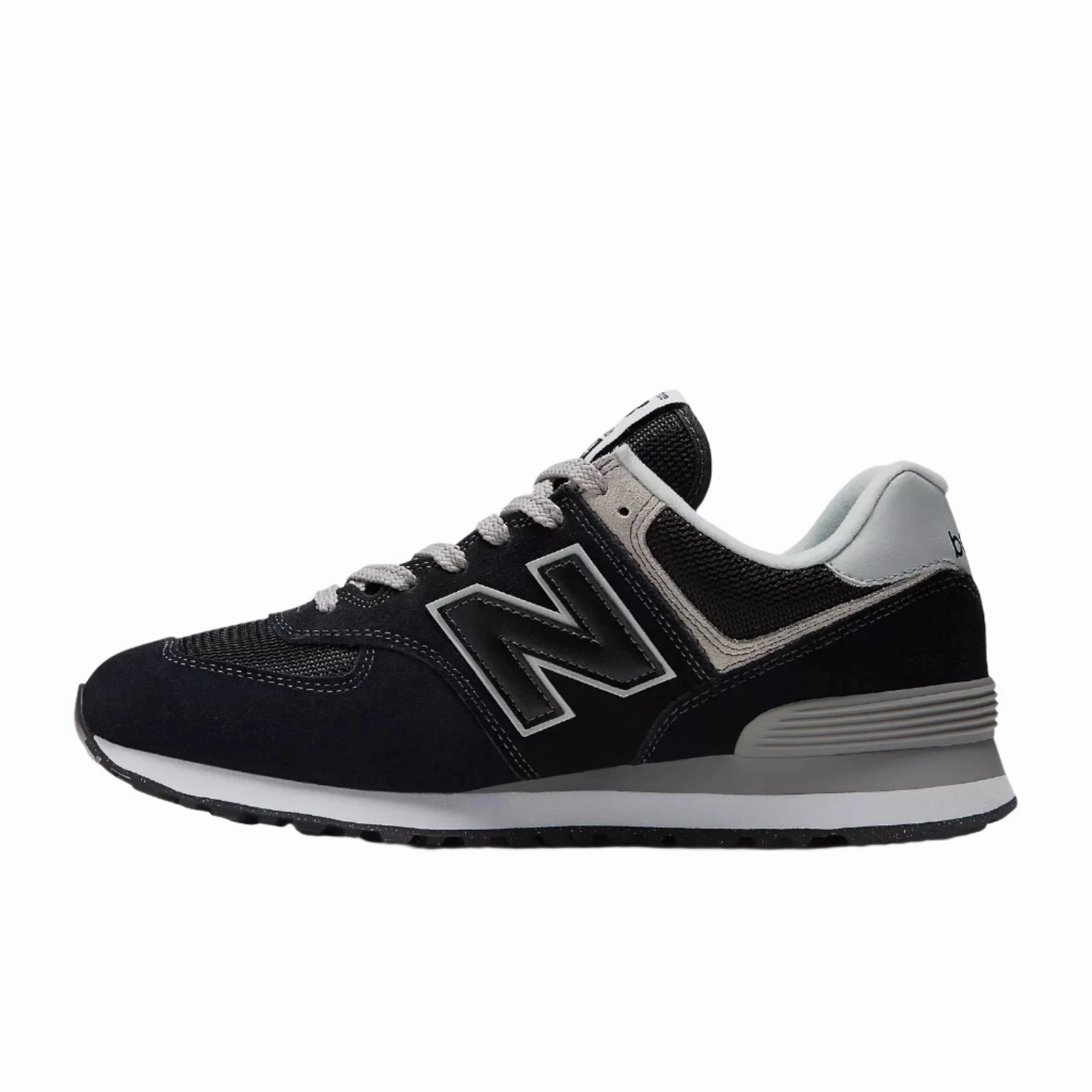 New Balance Men's 574 Core Sneaker - Black/White Bounce Back Responsiveness Leather Upper