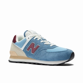 group walk Luggage Fit New Balance Men's 574 Sneaker - Shoreline Blue with Stillwater