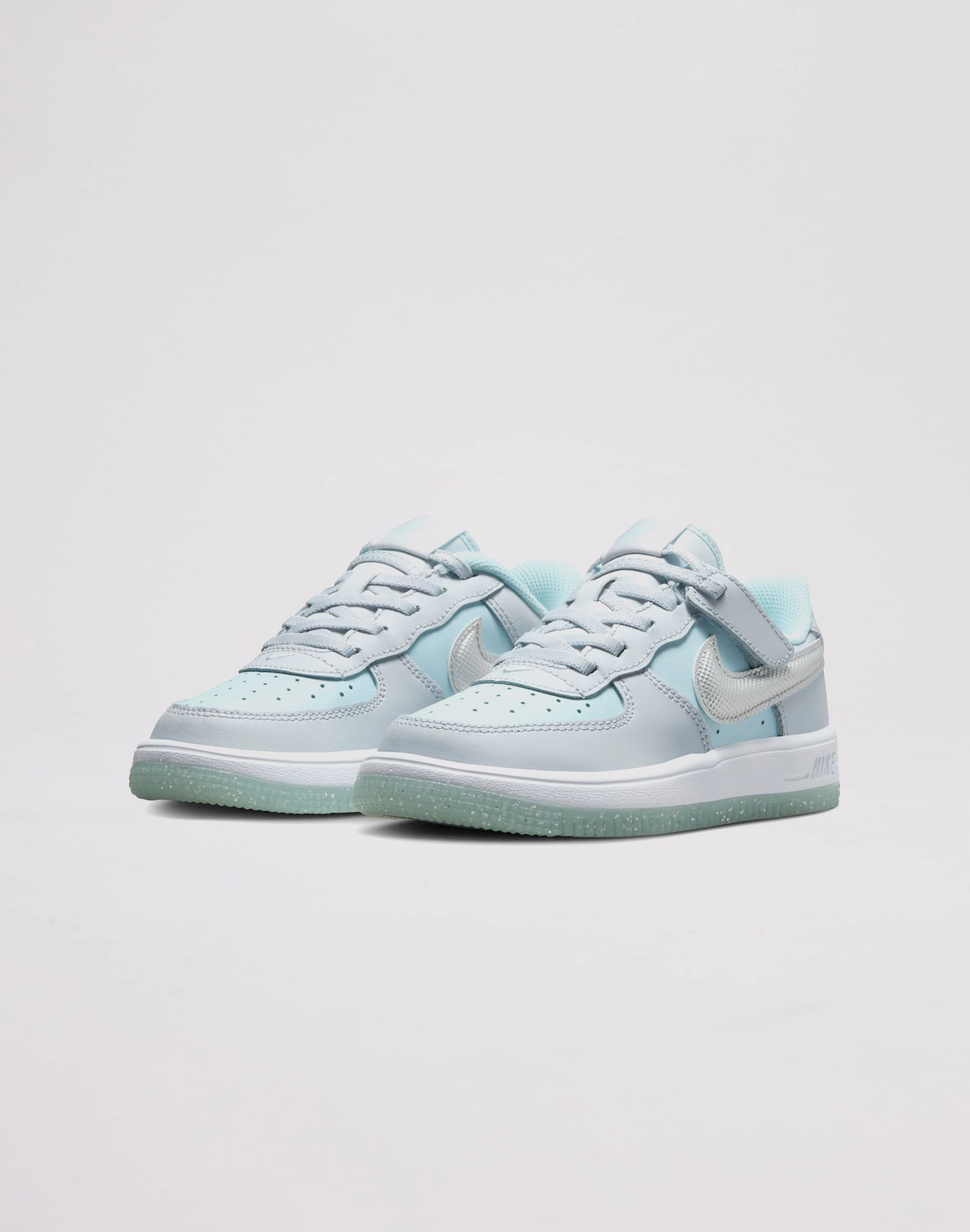 Reflective details Nike Air Force 1 Low EasyOn Toddler Girls' "Pure Platinum/Metallic Silver"