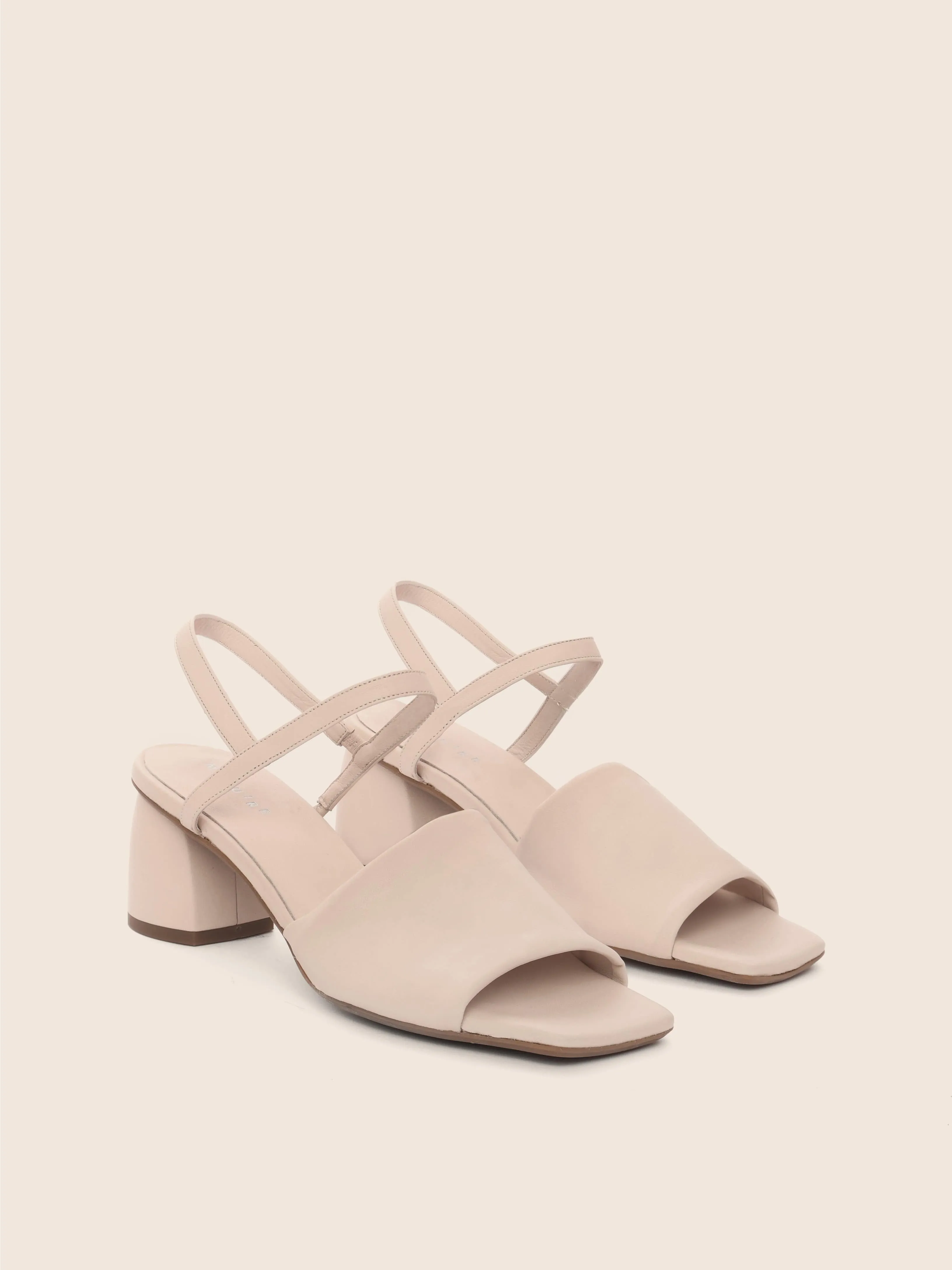 Oliva Cream Heel Stylish Pumps Polished Look