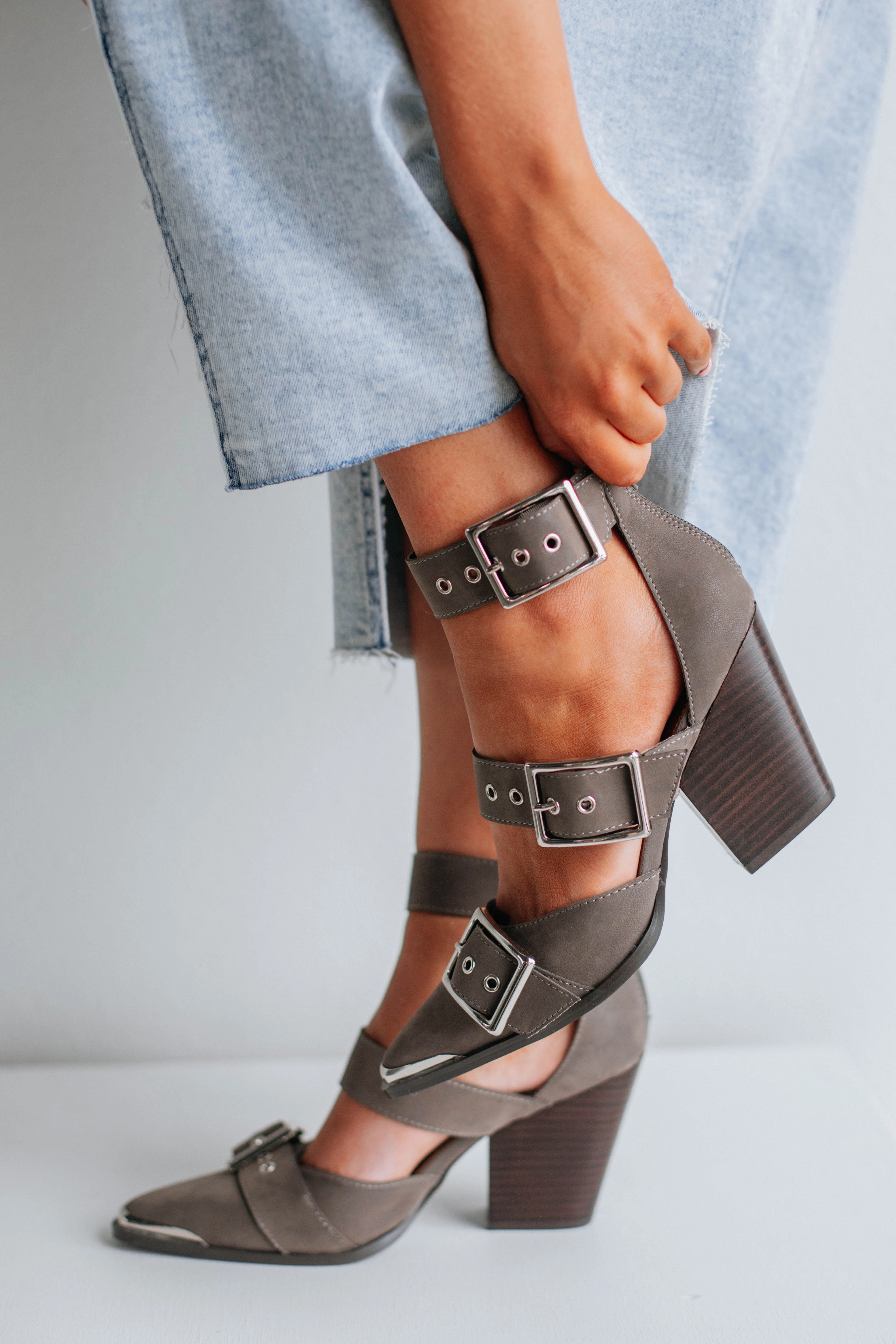 Proving My Point Heels - Charcoal Ankle wrap