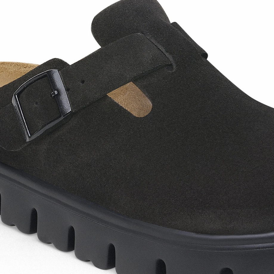 Papillio by Birkenstock Women's Boston Chunky Clog - Black Suede Color Pop Eco Friendly Minimalist Fans