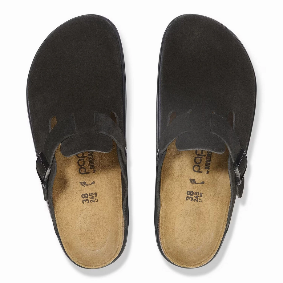 Papillio by Birkenstock Women's Boston Chunky Clog - Black Suede Shock Resistant Action Fast
