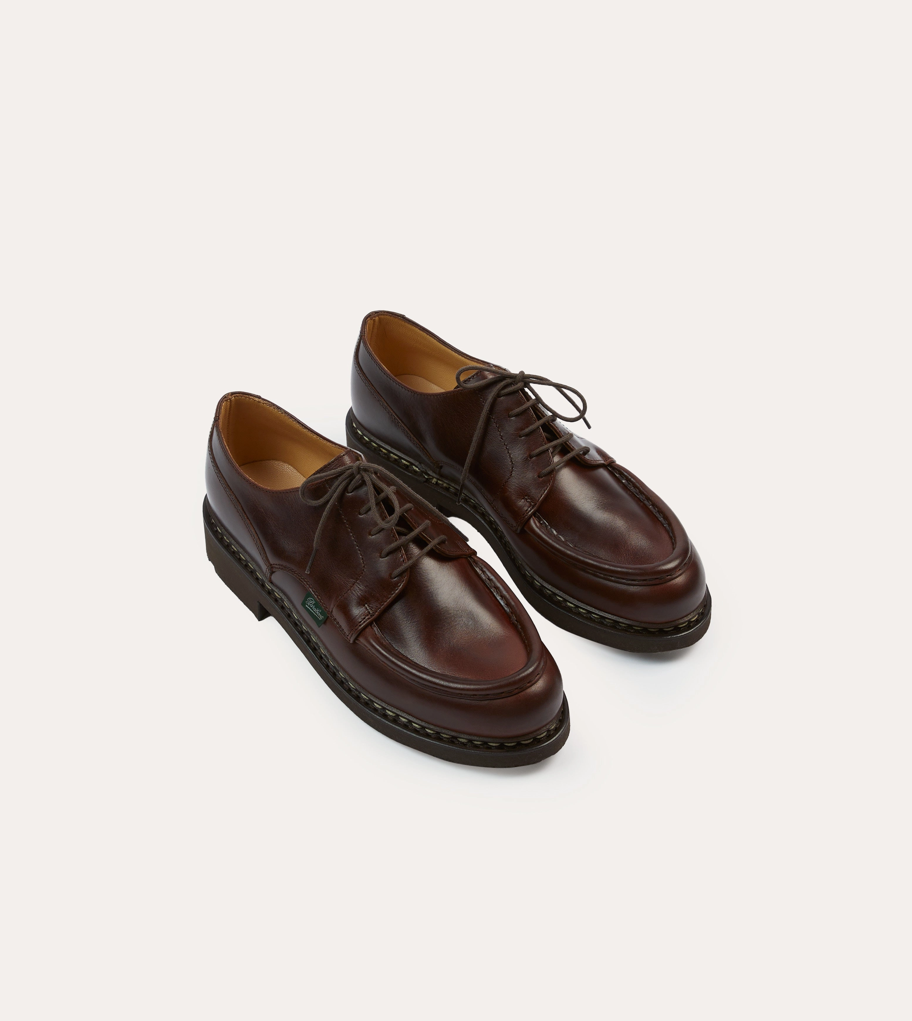 Round Tip Paraboot Villandry Brown Calf Leather Derby Shoe