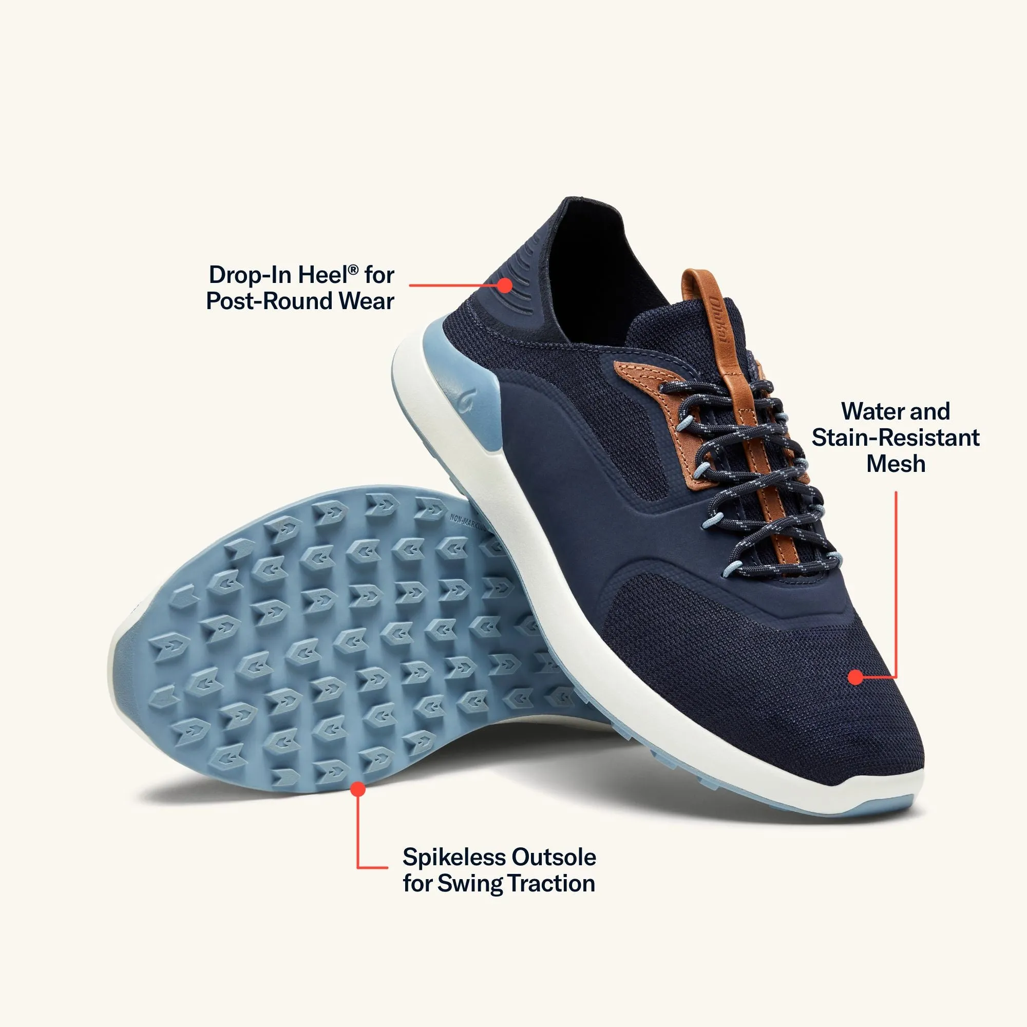 Kanapali - Trench Blue / Sea Ice Moisture wicking Cushioned heel