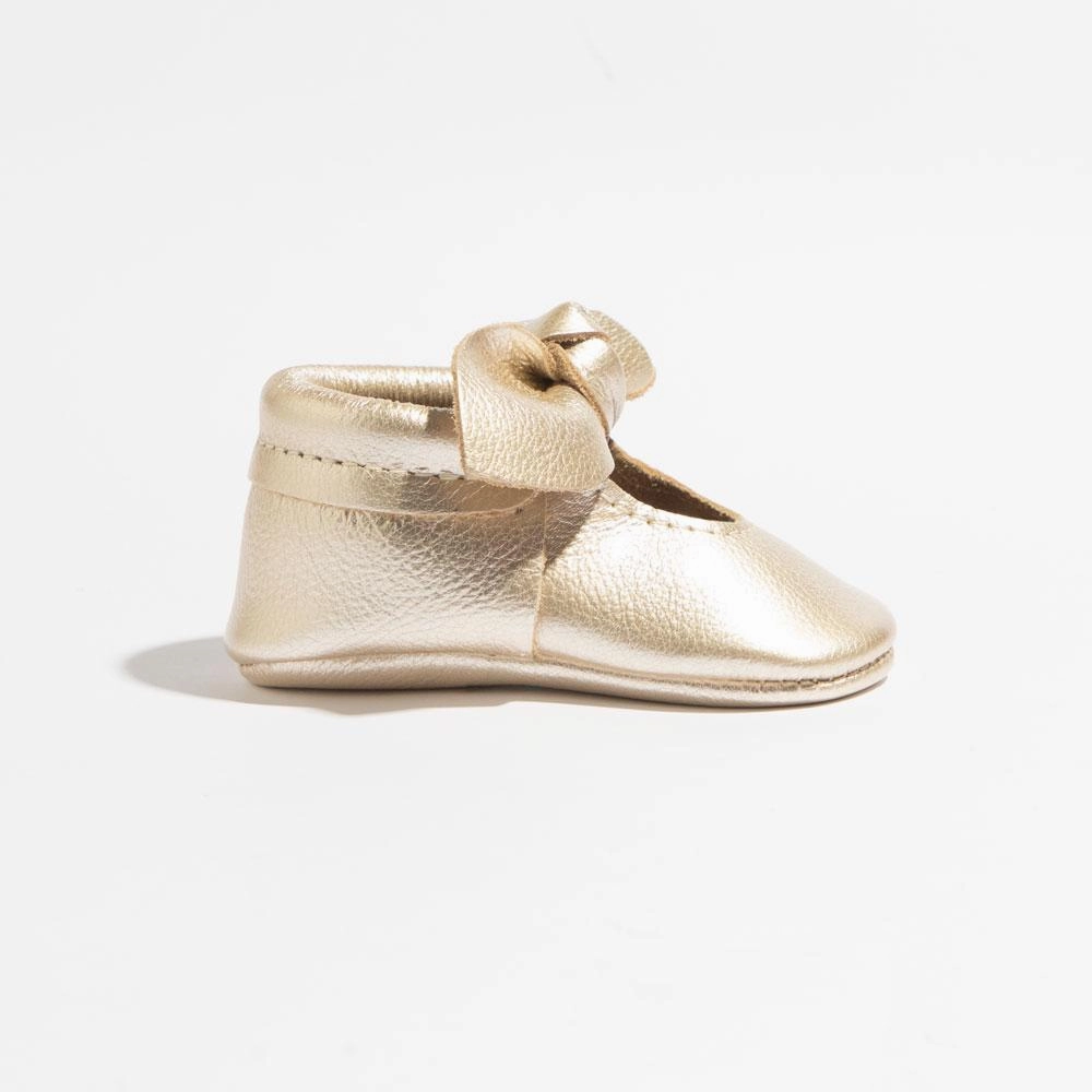 Platinum Knotted Bow Baby Shoe Double Stitched Seams ThermalRegulation