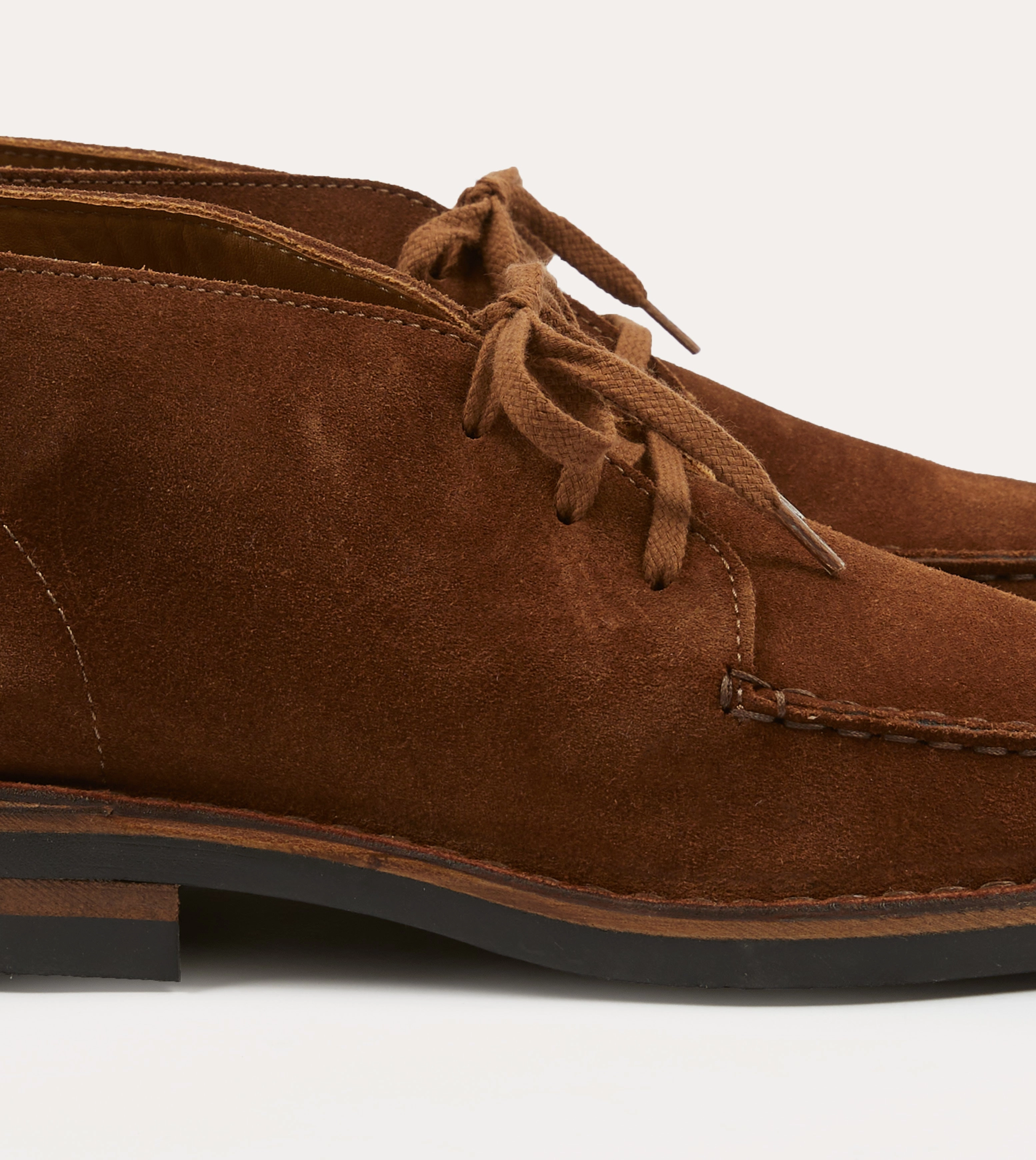Dual Color Crosby Moc-Toe Chukka Boot Light Brown Roughout Suede with Rubber Sole