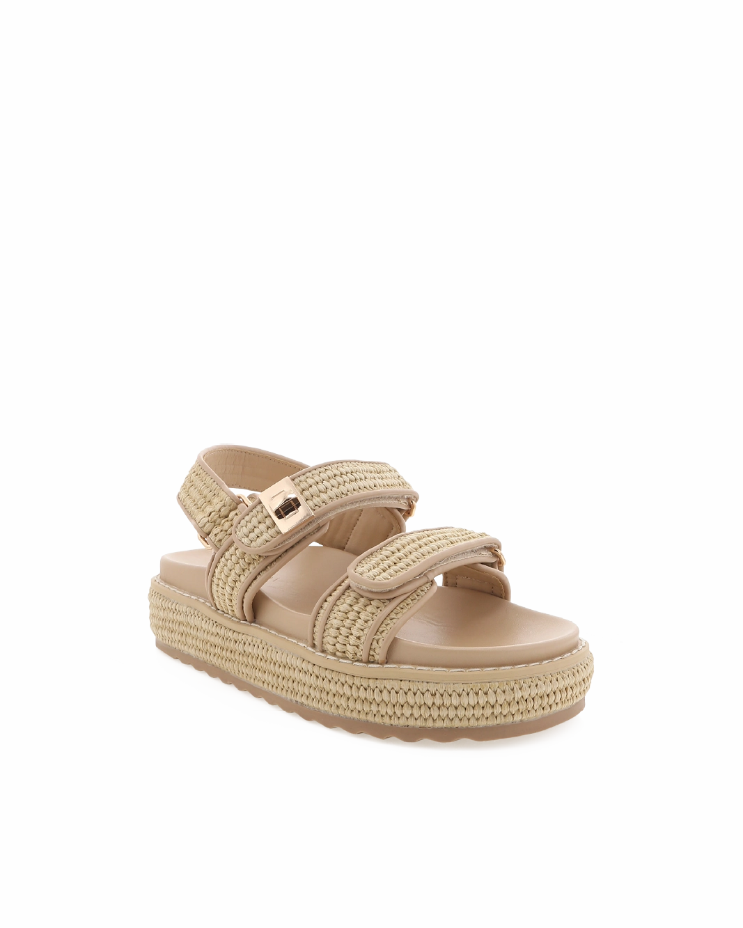 Enhanced Lateral Support Flexible Travel Sandals POSIE - NATURAL RAFFIA