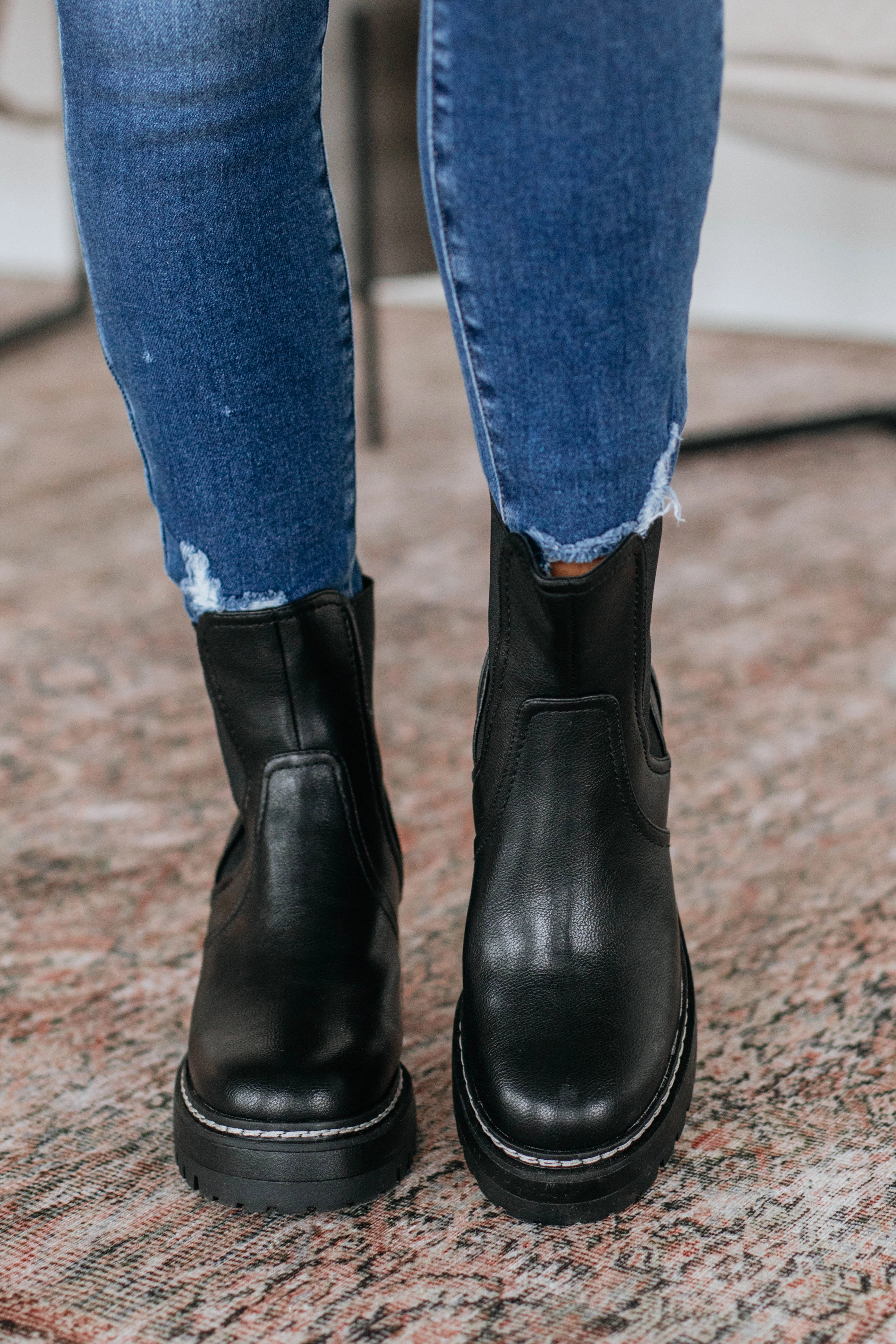 Prioritizing Me Boots - Black Reinforced heel