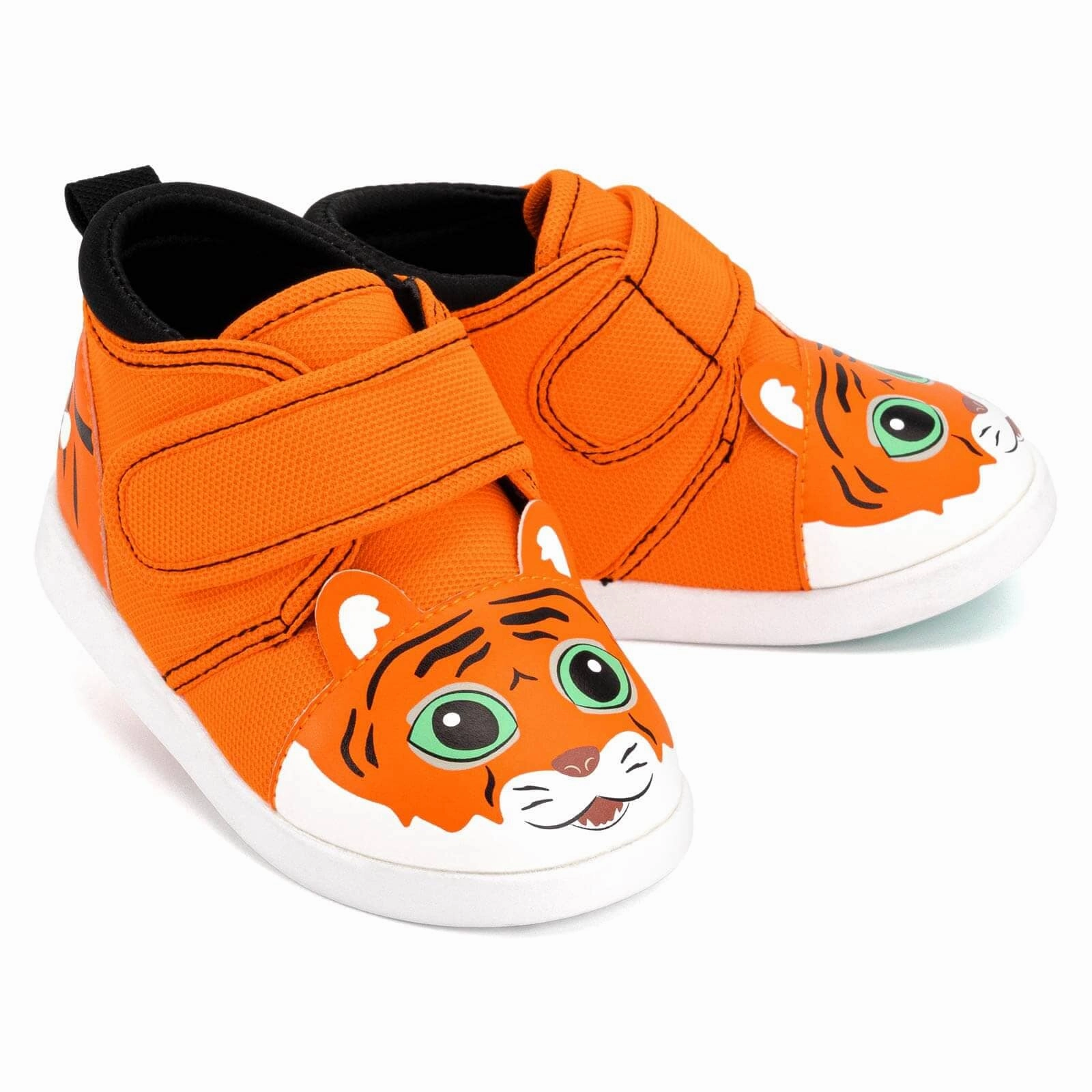 Cushioned Base Health Focused Cold Guard Tiger Squeaky Toddler Shoes | Orange