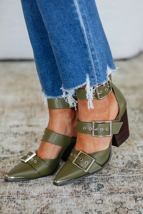 Proving My Point Heels - Olive Mind Ease Campus Cool