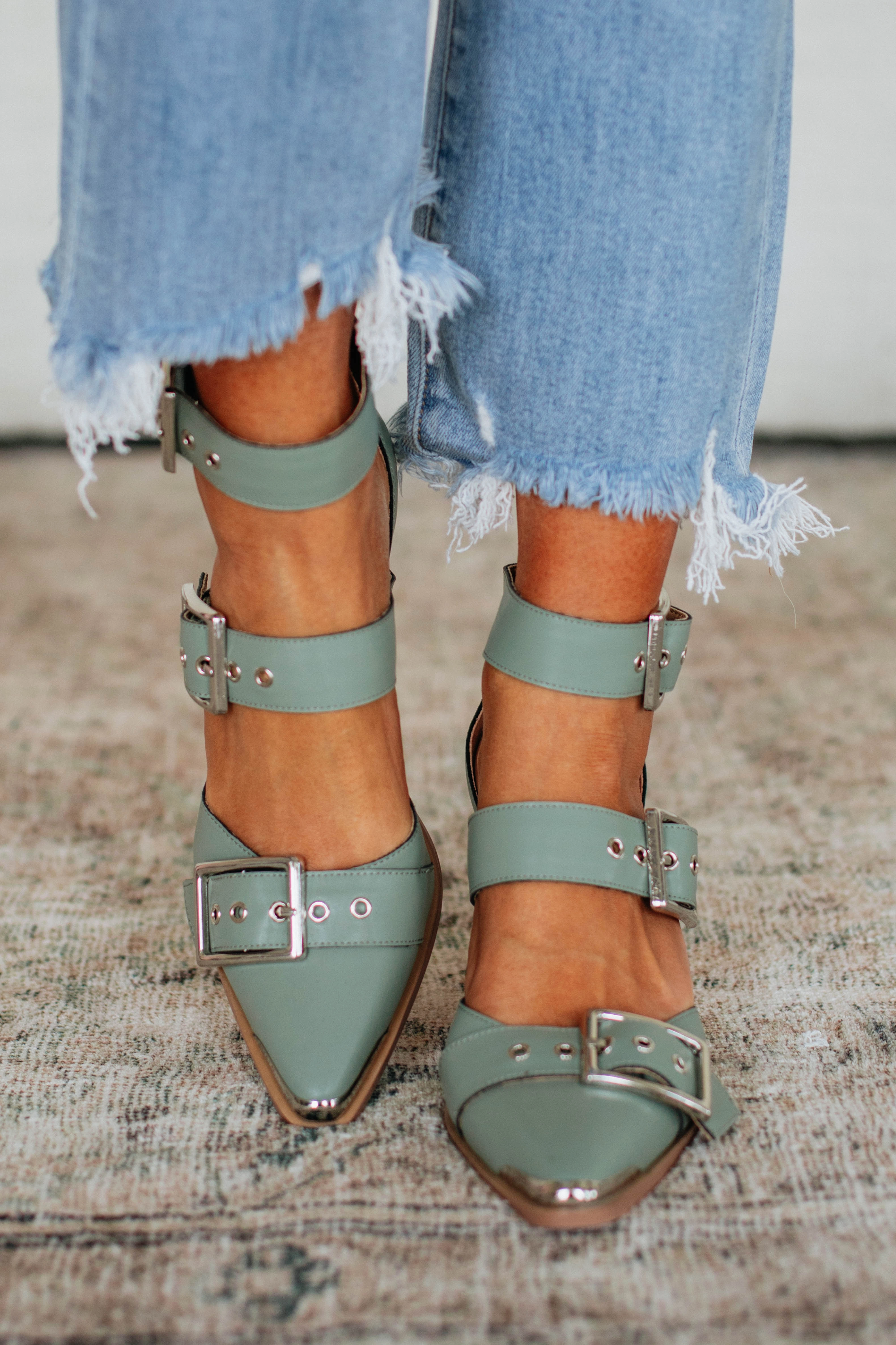 Proving My Point Heels - Sage Durable Rubber Outsole