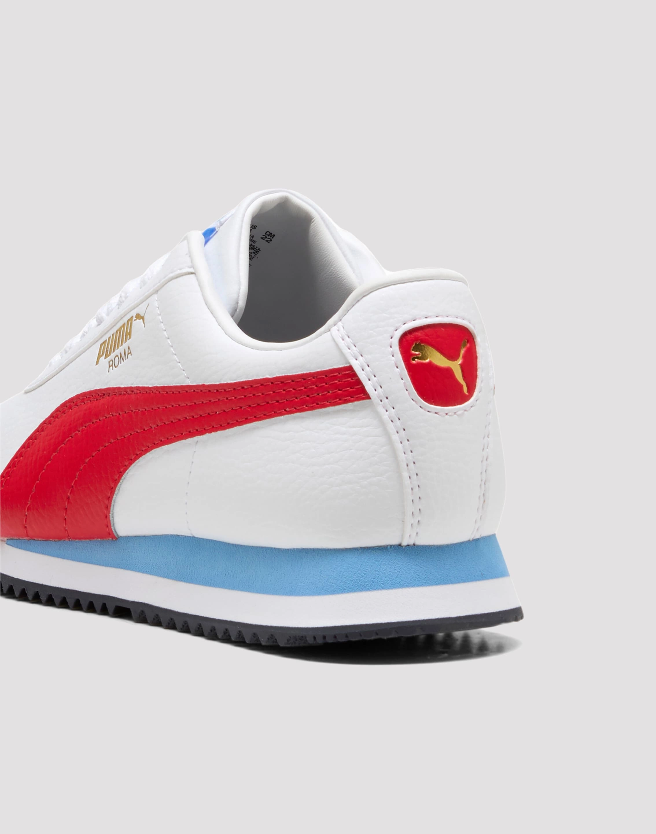 Double Layered Sole Wide - fit kids' shoes Puma Roma 24 Standard Grade School Boys' "White/Red/Blue"