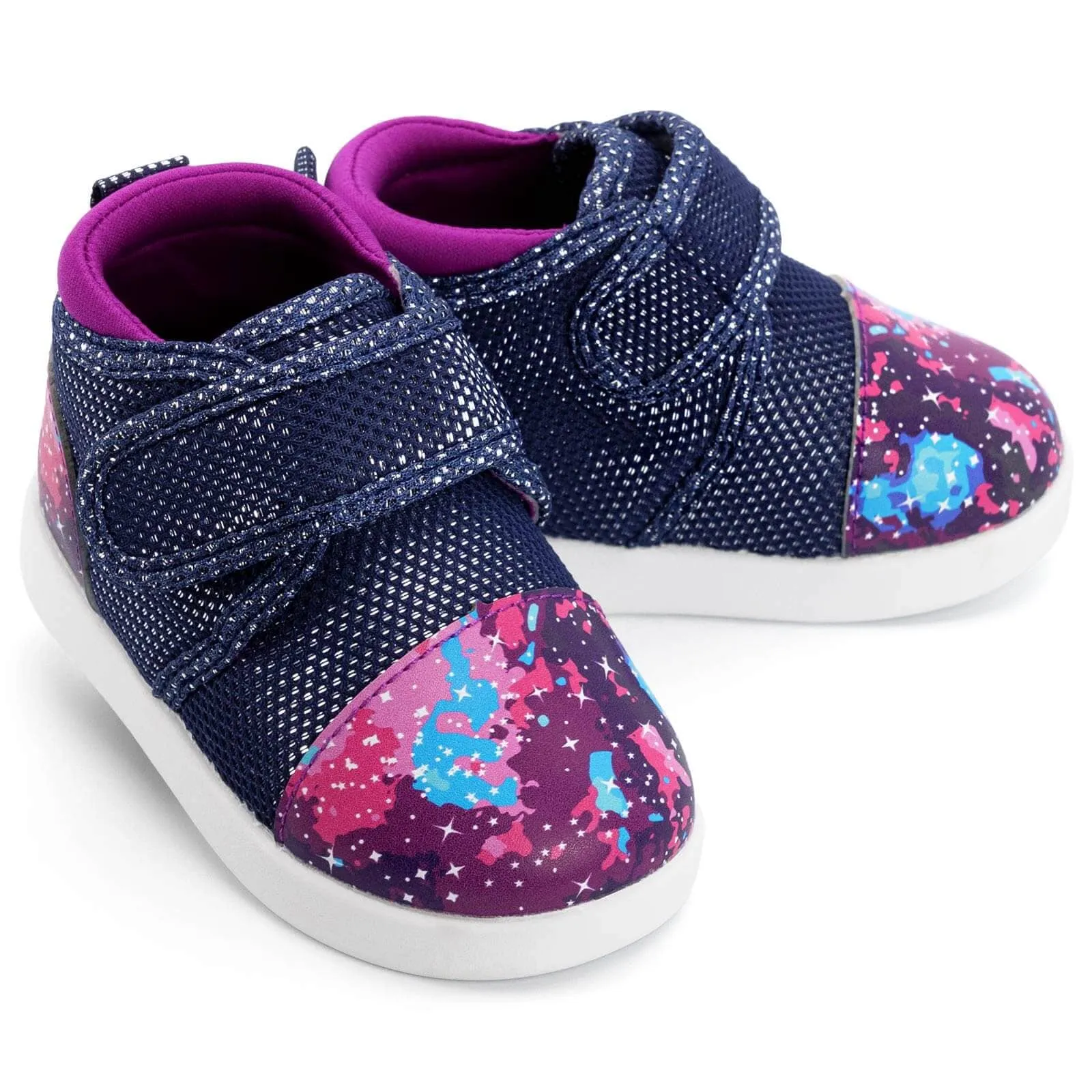 School kids' stuff Purple Galaxy Squeakerless Toddler Shoes | Sparkly Purple