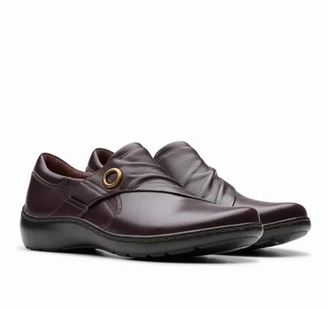 Clarks Women's Cora Aubrie Mary Jane - Dark Brown Shock Absorption Technology Breathable Beach Walk