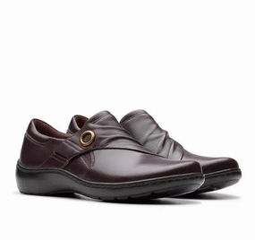 Clarks Women's Cora Aubrie Mary Jane - Dark Brown Shock Absorption Technology Breathable Beach Walk