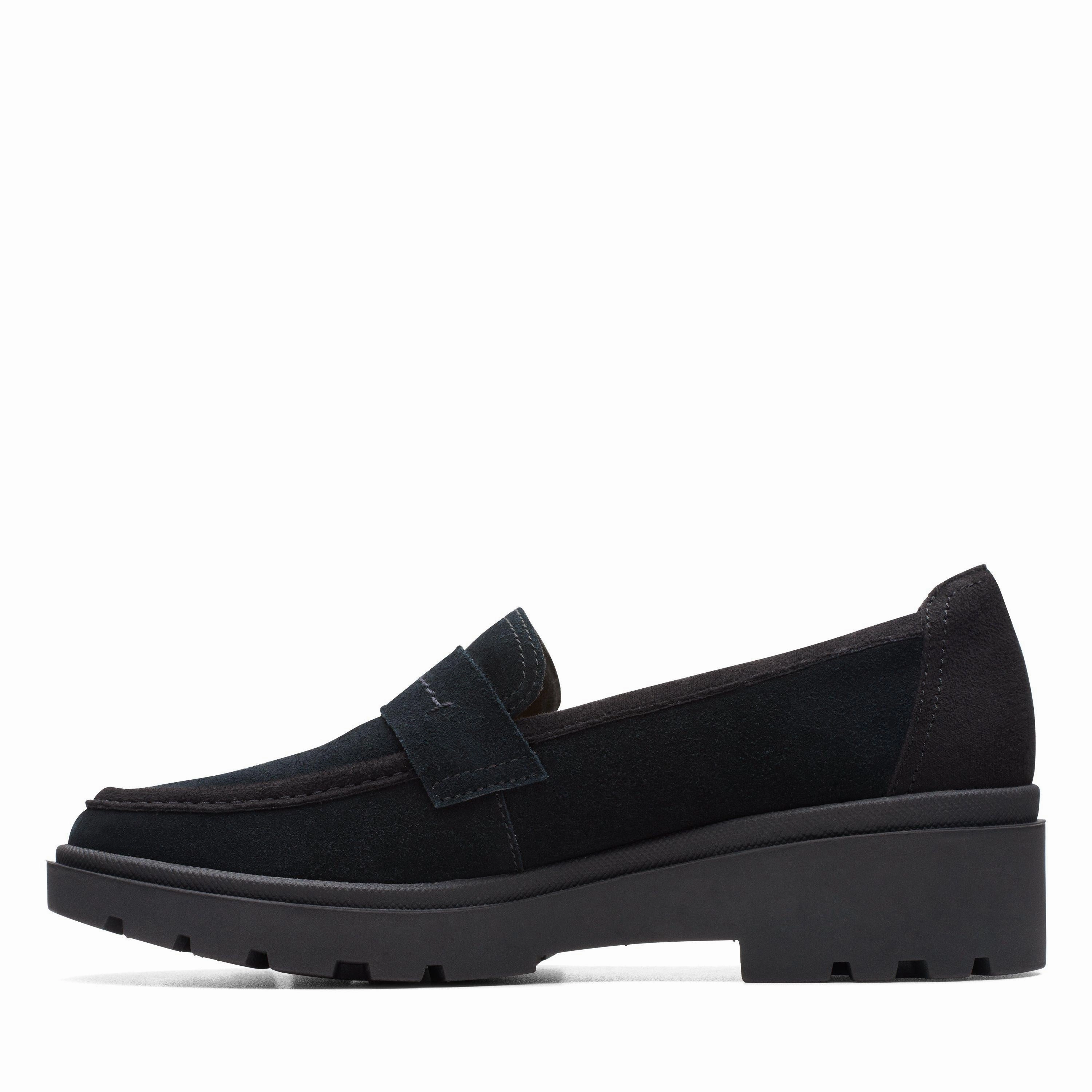 Sweat Resistant Comfort Seekers Slip Resistant Clarks Women's Calla Ease Loafer - Black Suede