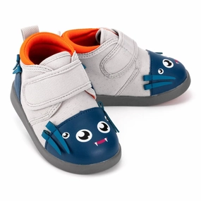 Spider Squeaky Toddler Shoes | Blue/Gray Microfiber Lining Sweat Resistant Comfort Seekers