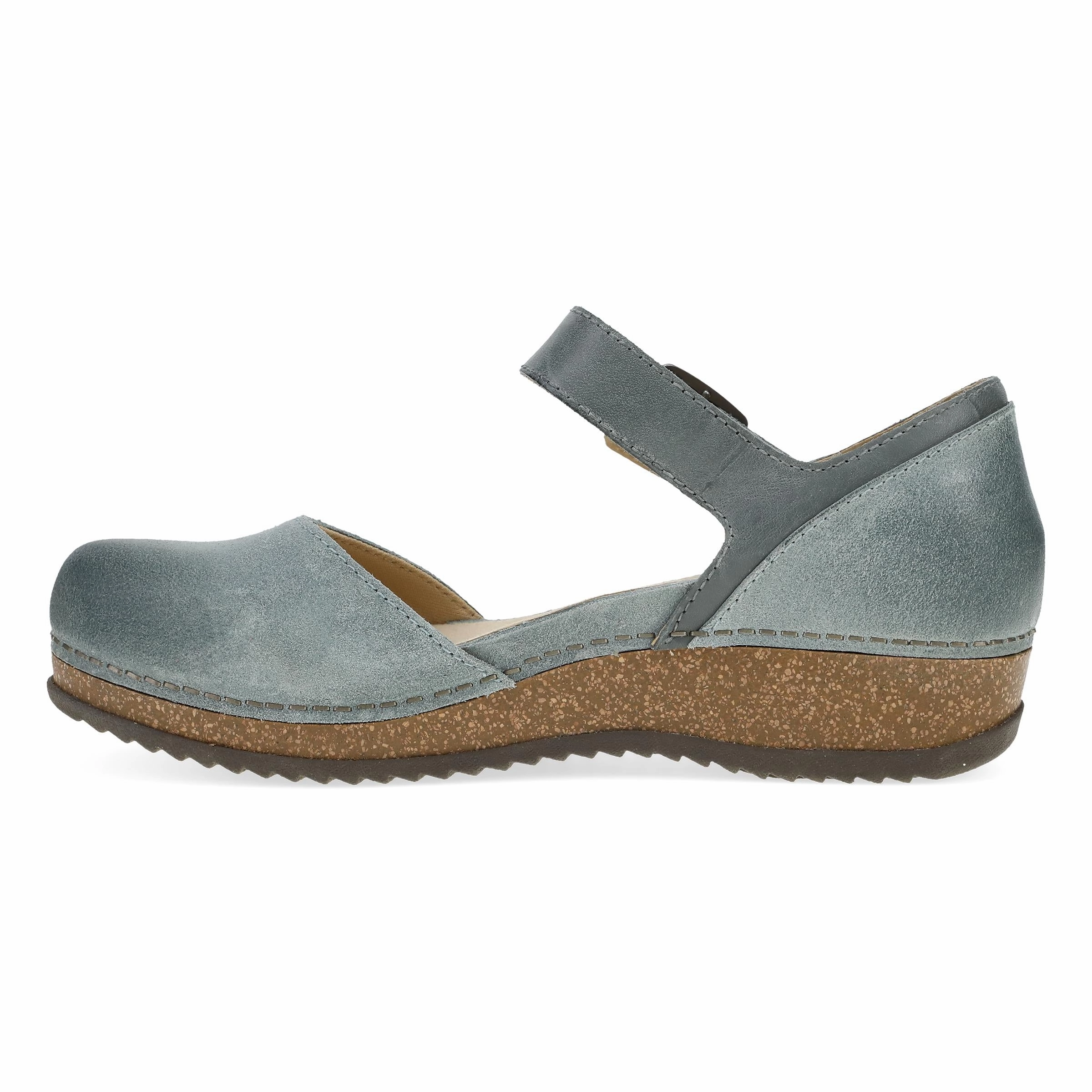 Buckle Fit Slim Form Dansko Women's Mae Mary Jane Clog - Denim Burnished Suede