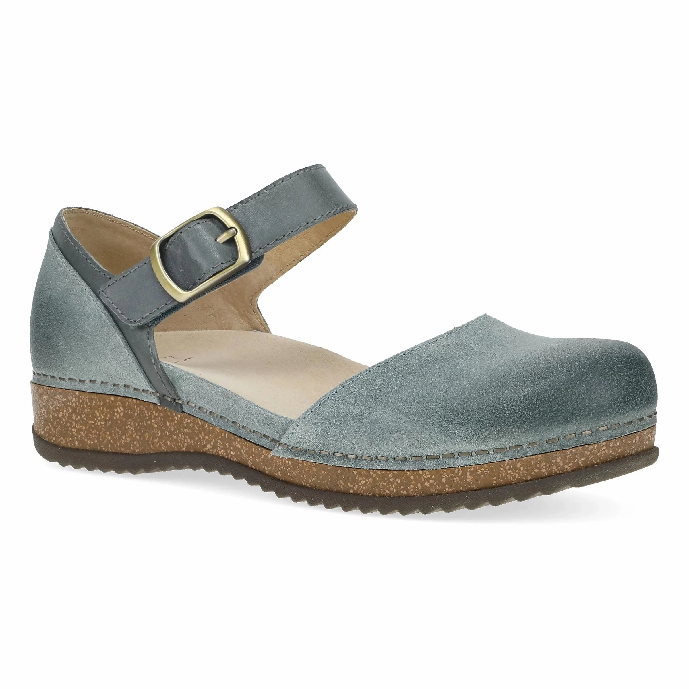 Dansko Women's Mae Mary Jane Clog - Denim Burnished Suede Snow Grip