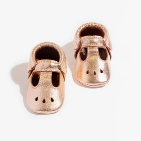 Rose Gold Mary Jane Baby Shoe Roomy Toe Box