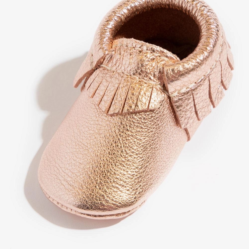 Rose Gold Moccasin Baby Shoe Slip Resistant Tread Pattern Cute kids' shoes