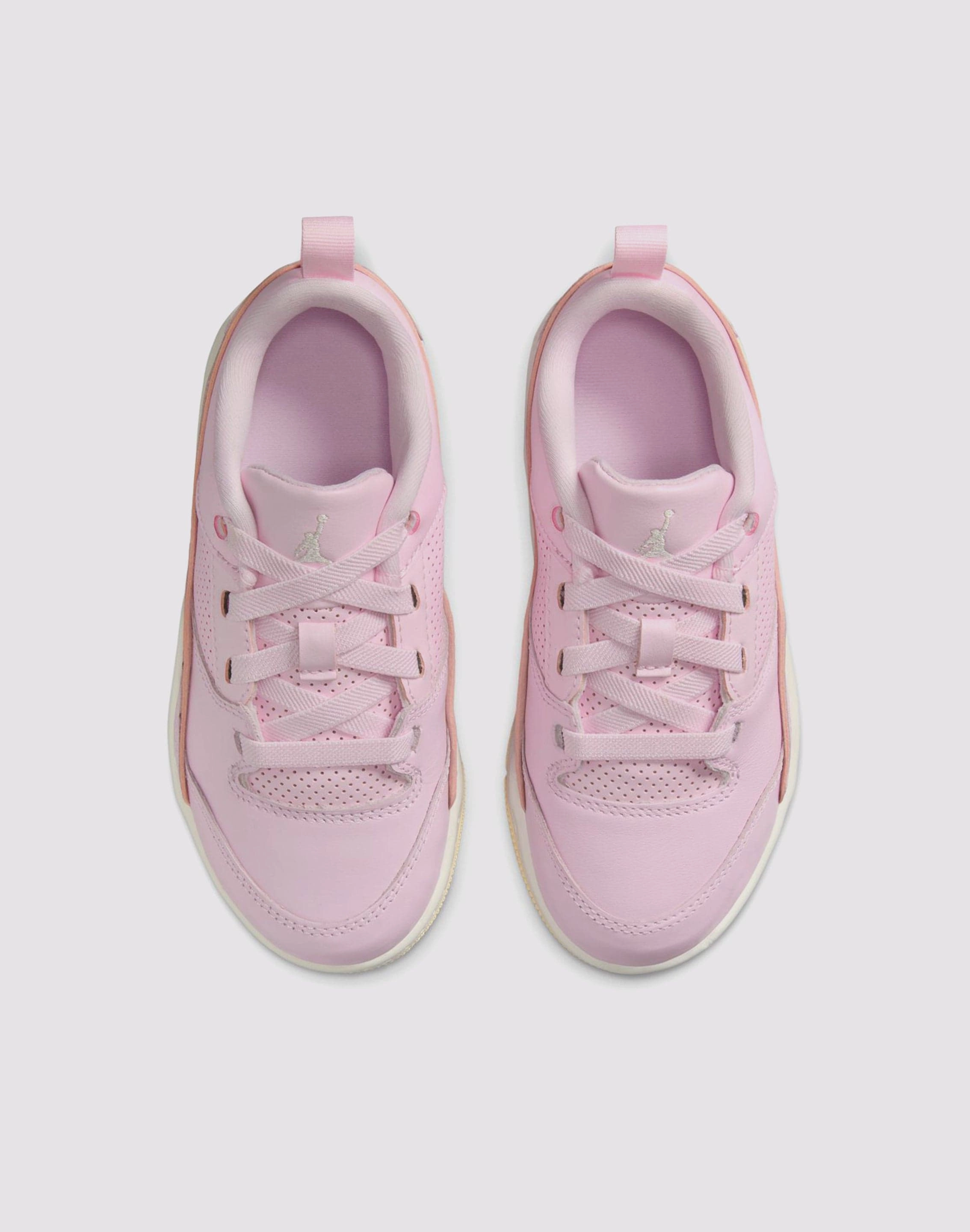Shock absorption system Slip Resistant Outsole Jordan Flight Court Preschool Girls' "Pink Foam/Sail/Muslin"
