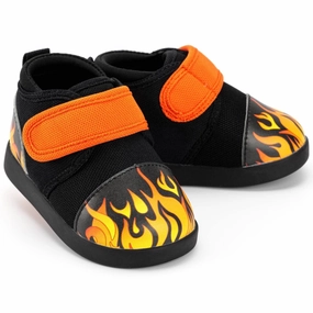 Sandal Maintenance Hot Fashion Scorching Hotrod Squeakerless Toddler Shoes | Black Flame Pattern