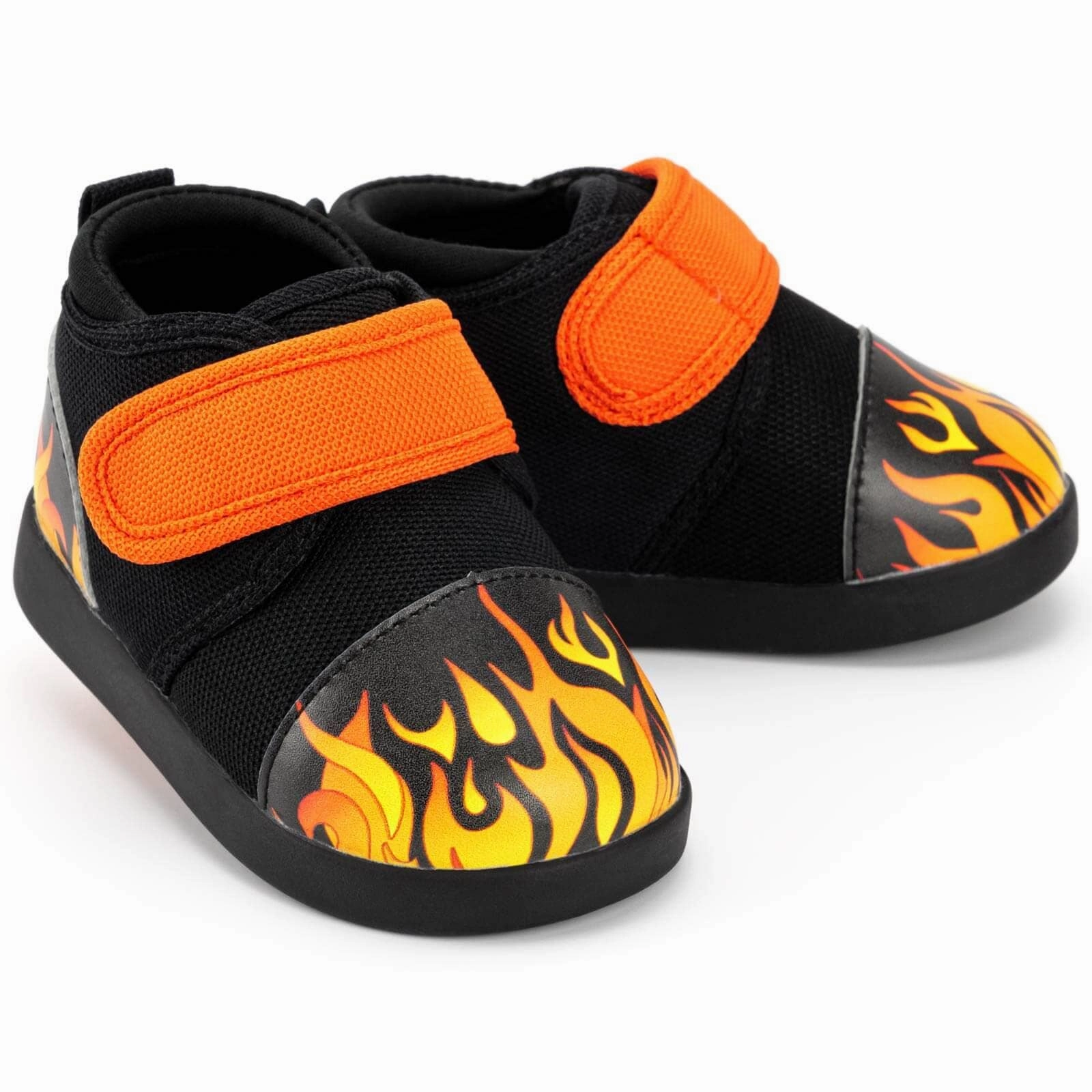 Scorching Hotrod Squeakerless Toddler Shoes | Black Flame Pattern Microfiber Lining Sandal Craftsmanship
