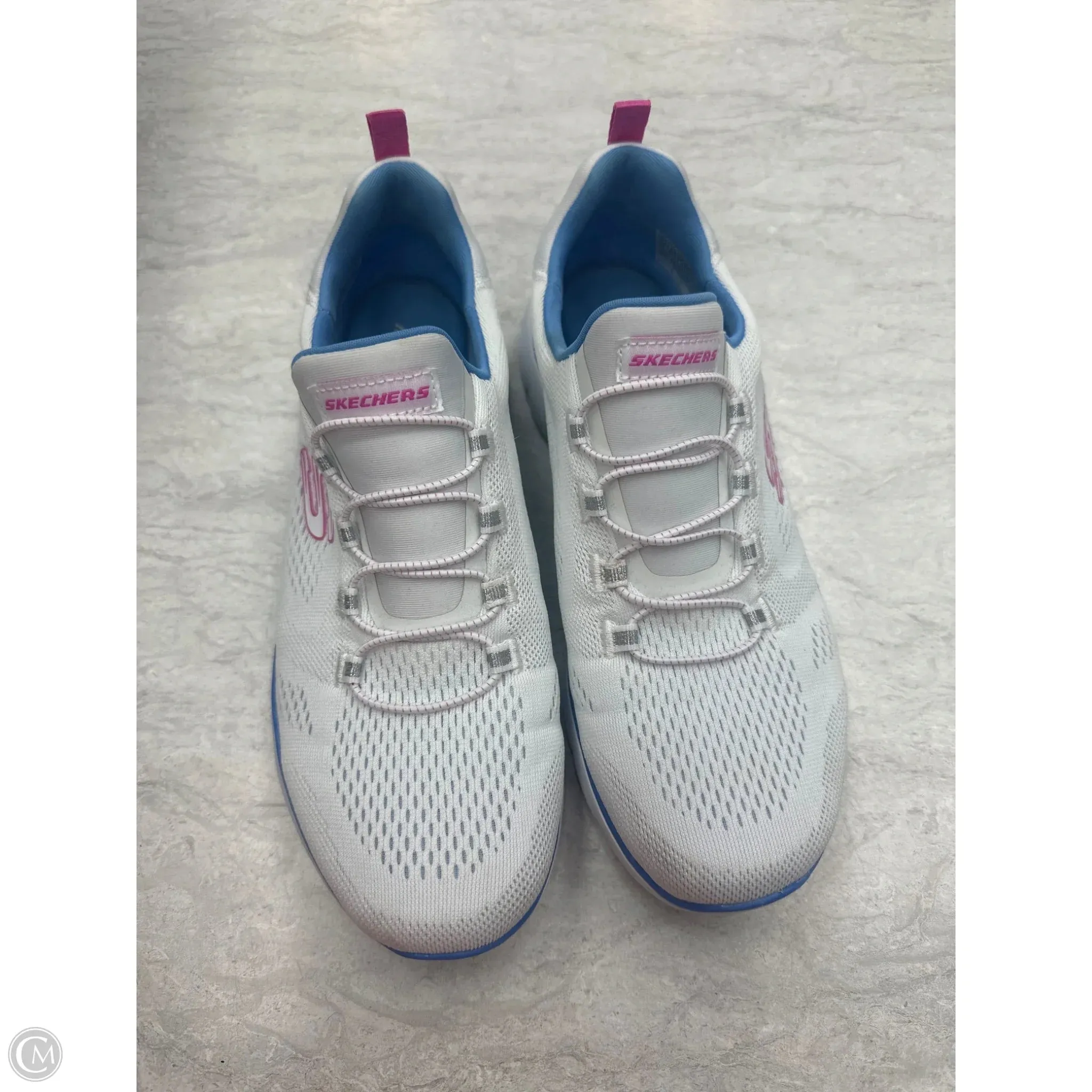 Shoes Sneakers By Skechers In Blue & White, Size: 8.5 Cushioning Cloud Tech