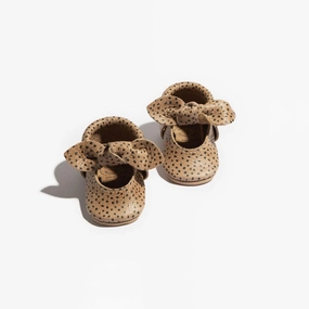 Simple kids' fashion Newborn Almond Speckles Knotted Bow Baby Shoe