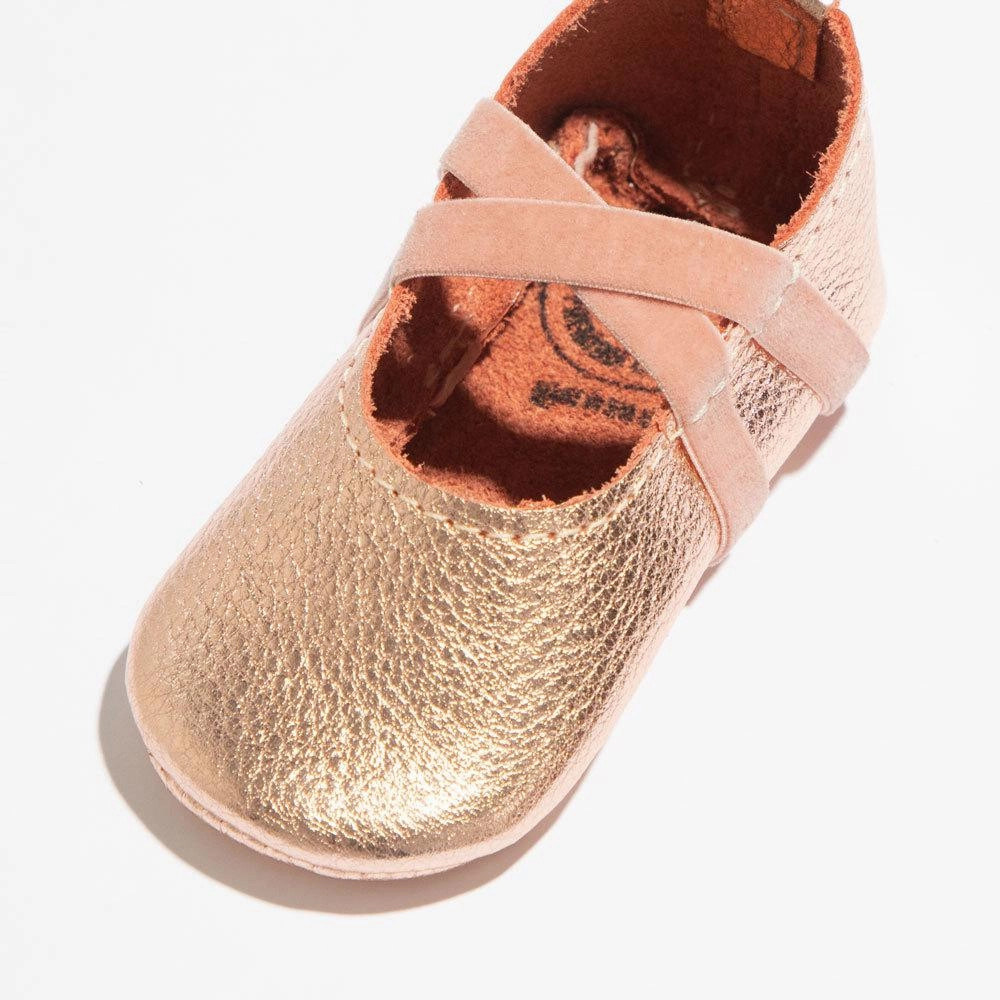 Rose Gold Ballet Slipper Baby Shoe Toddler - sized shoes Roomy Toe Box