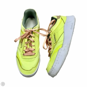 Microfiber Overlay Shoes Sneakers By Reebok In Pink & Yellow, Size: 8