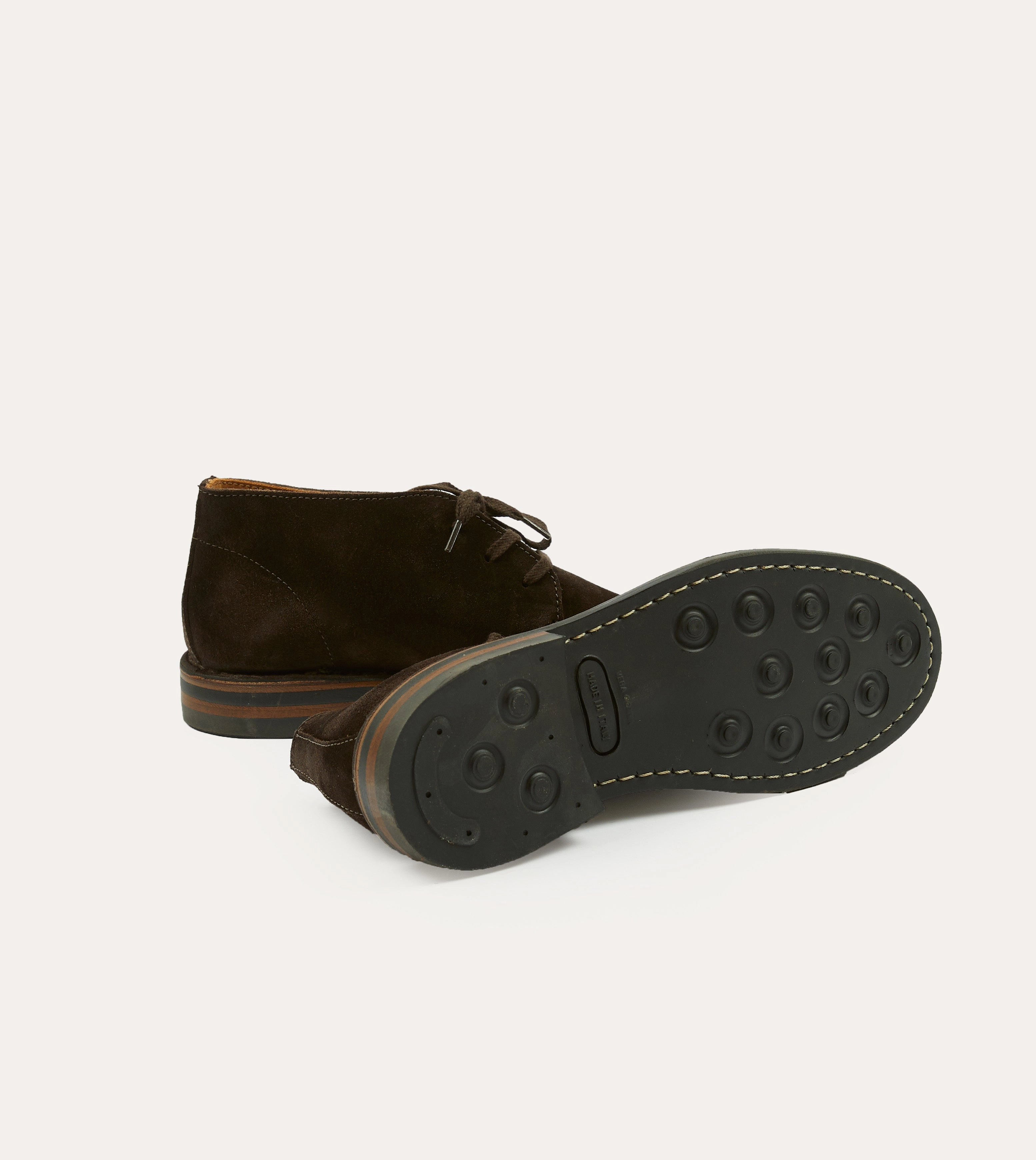Crosby Moc-Toe Chukka Boot Dark Brown Roughout Suede with Rubber Sole Retro feel