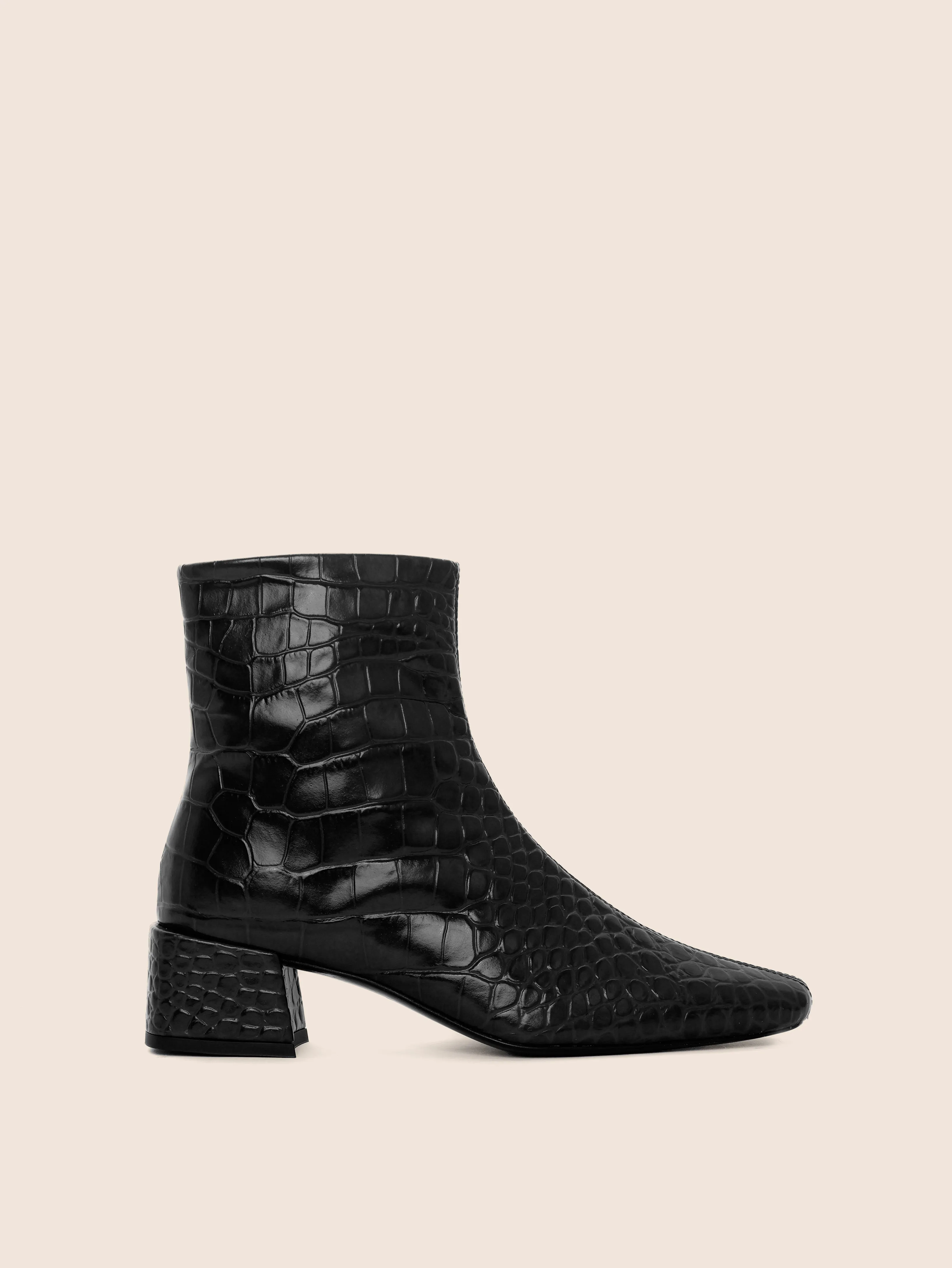 Lisboa Black Croco Boot Thick Grip