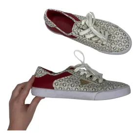 Shoes Sneakers By Guess In Cream & Red, Size:8.5 Zip Up Design