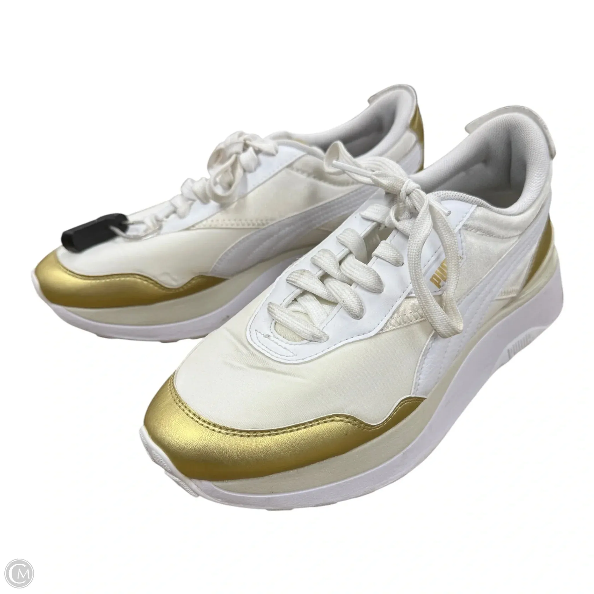 Rubber Tread Shoes Sneakers By Puma In Gold & White, Size: 8.5