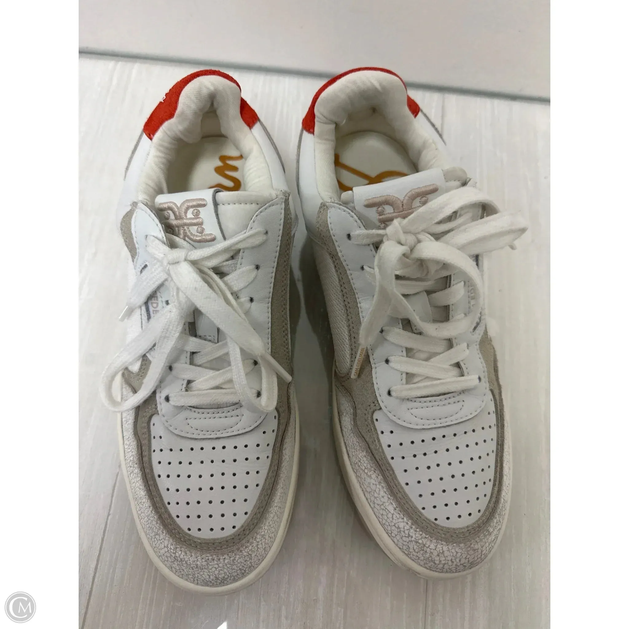 Shoes Sneakers By Sam Edelman In Orange & White, Size: 7 Impact Resistant Heel Cup High Traction Grip