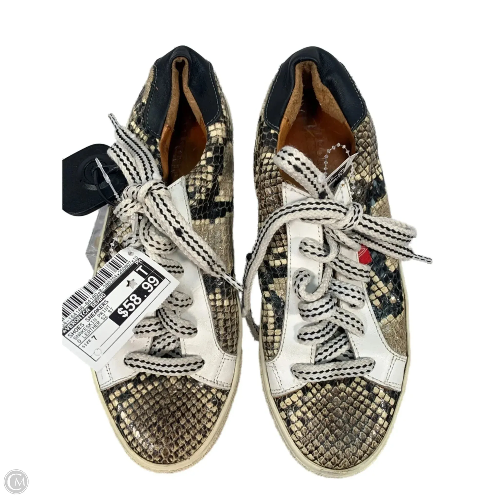 Compact Comfort Urban Minimal Shoes Sneakers By Veronica Beard In Snakeskin Print, Size: 7