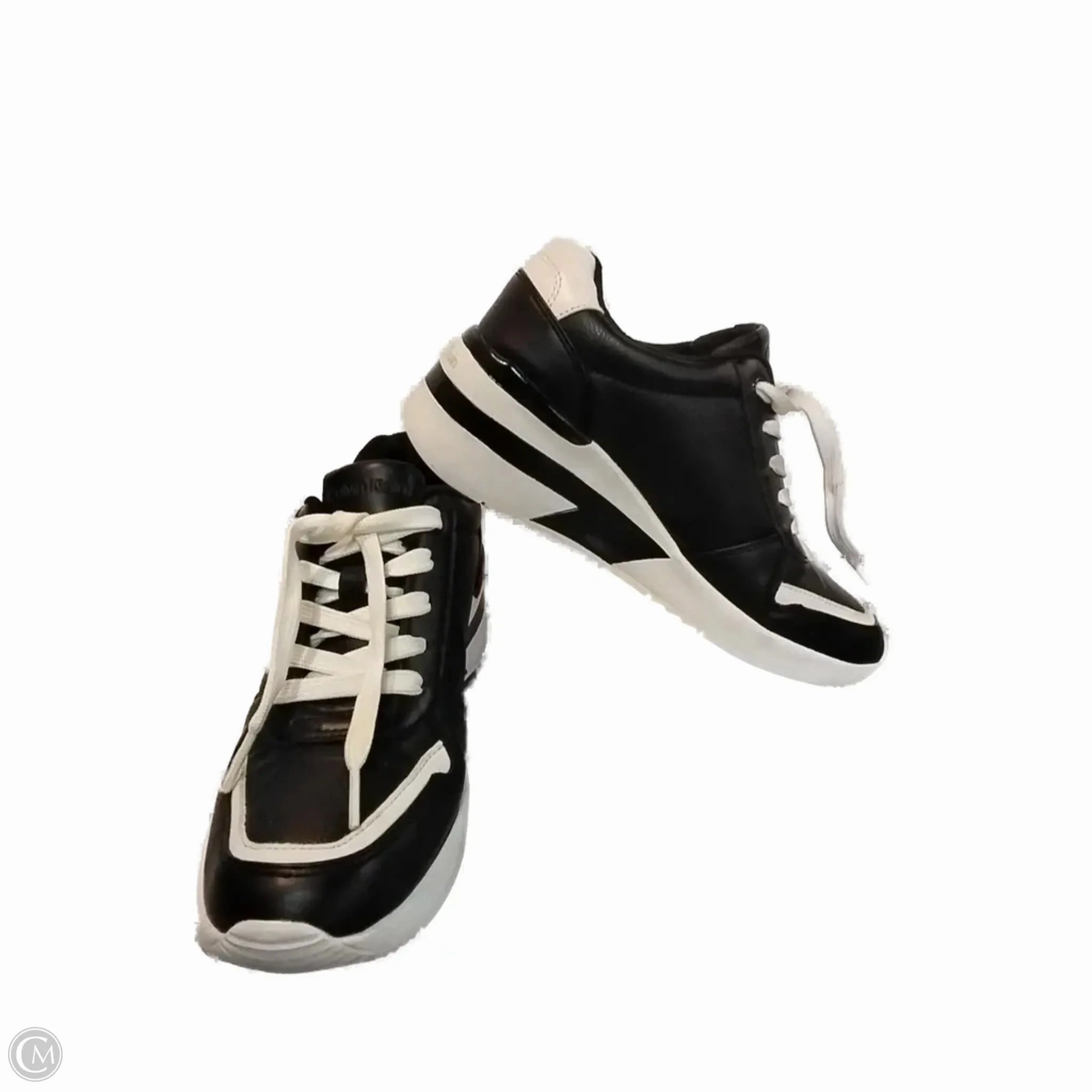 Moisture Wicking Interior Shoes Sneakers By Calvin Klein In Black & White, Size: 8