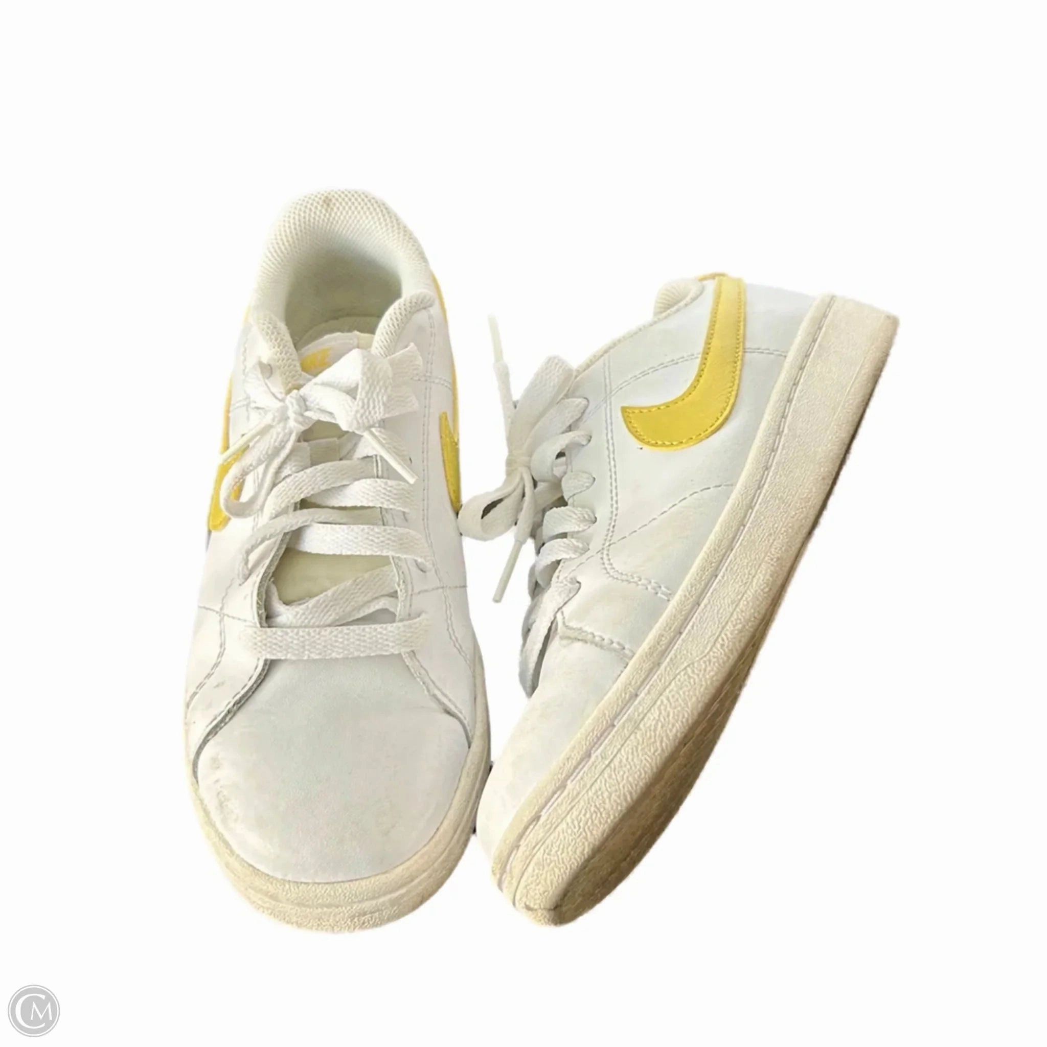 Shock   Absorbing Midsole Shoes Sneakers By Nike In White & Yellow, Size: 6.5