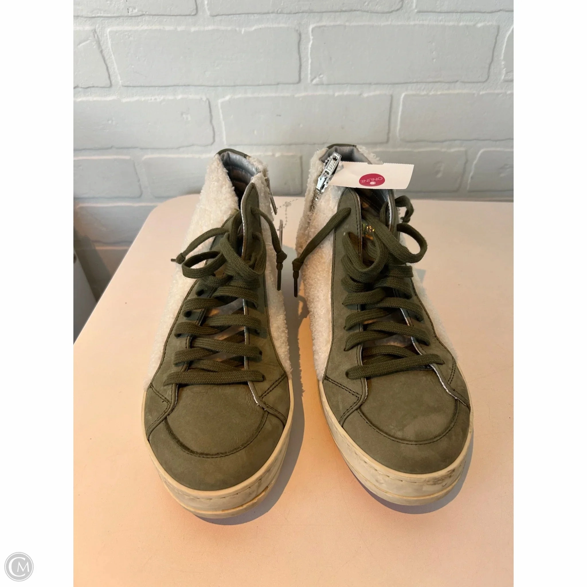 Foam Comfort Shoes Sneakers By P448 In Cream & Green, Size: 7.5