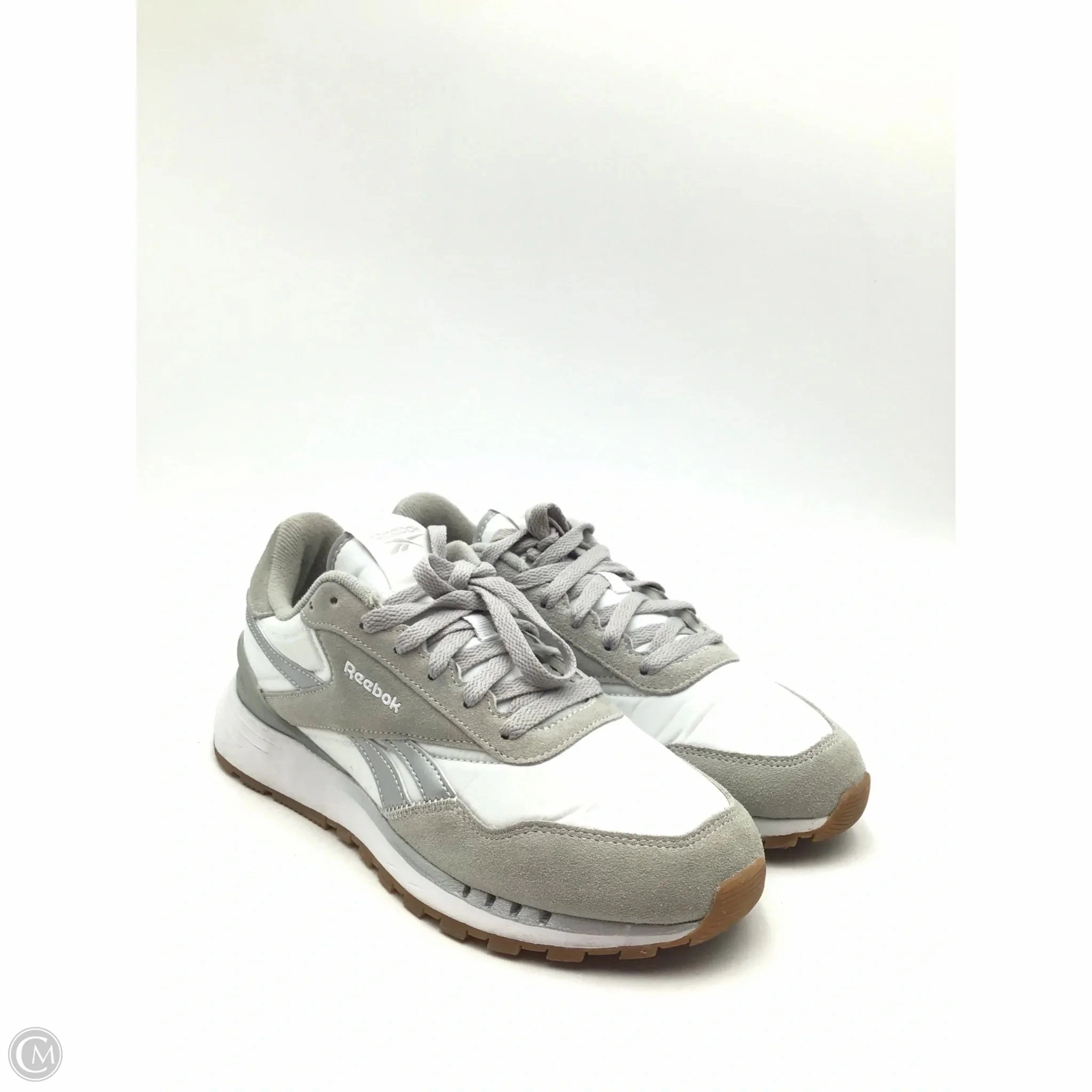 Padded shock absorption Non Marking Tread Shoes Sneakers By Reebok In Grey & White, Size: 9