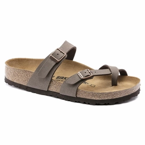 Vertical Compression Zones Contoured Arch Bridge Birkenstock Women's Mayari Birkibuc - Mocha