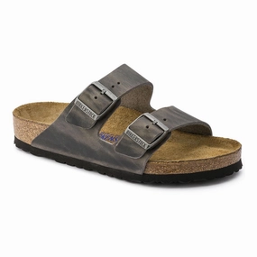 Birkenstock Unisex Arizona Soft Footbed Oiled Leather Sandal - Iron Thermoregulating Insole